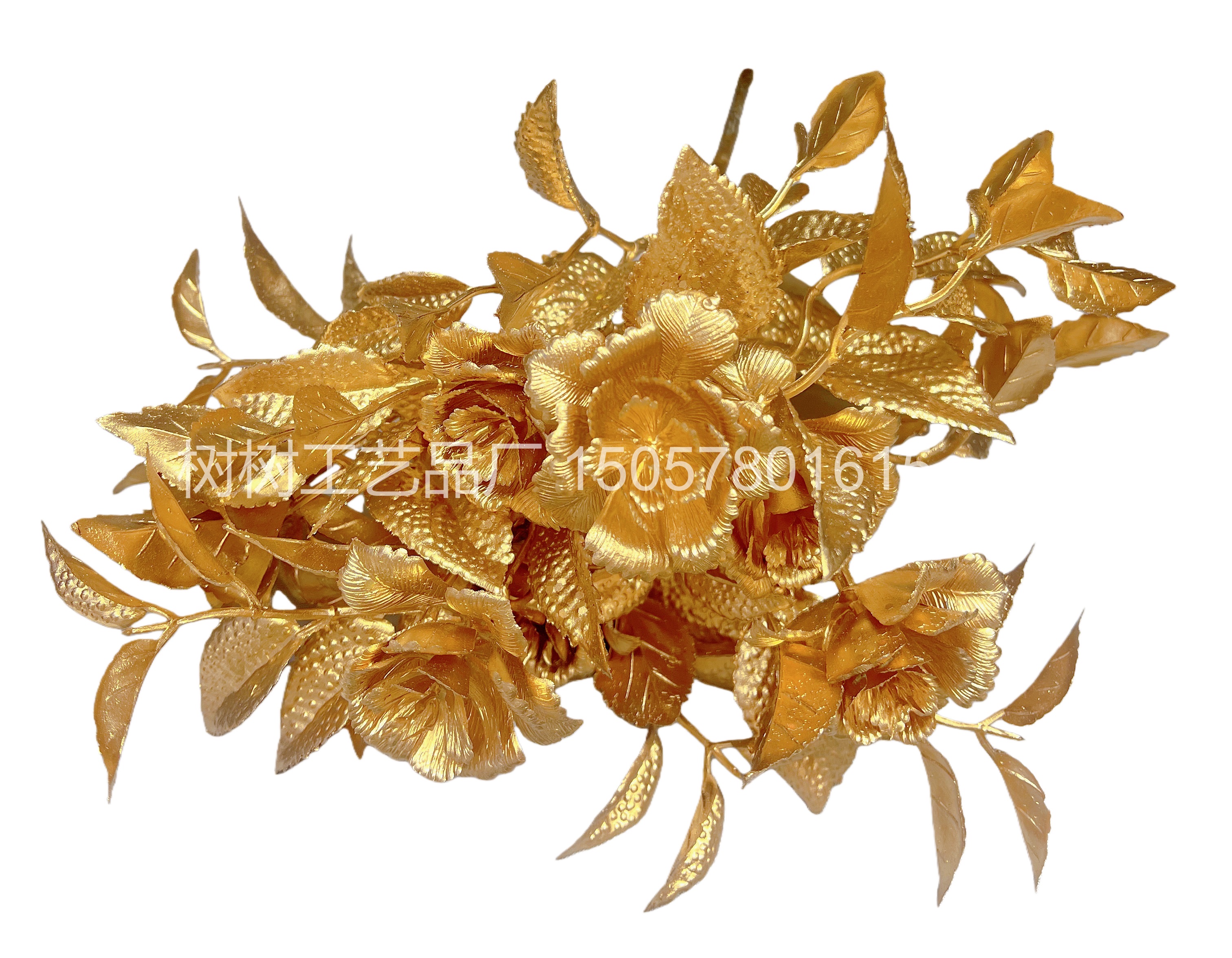 New 5-pronged golden orange peel rose artificial flower Christmas flower decoration home decoration gift accessory Christmas flower accessory artificial flower detail image 3