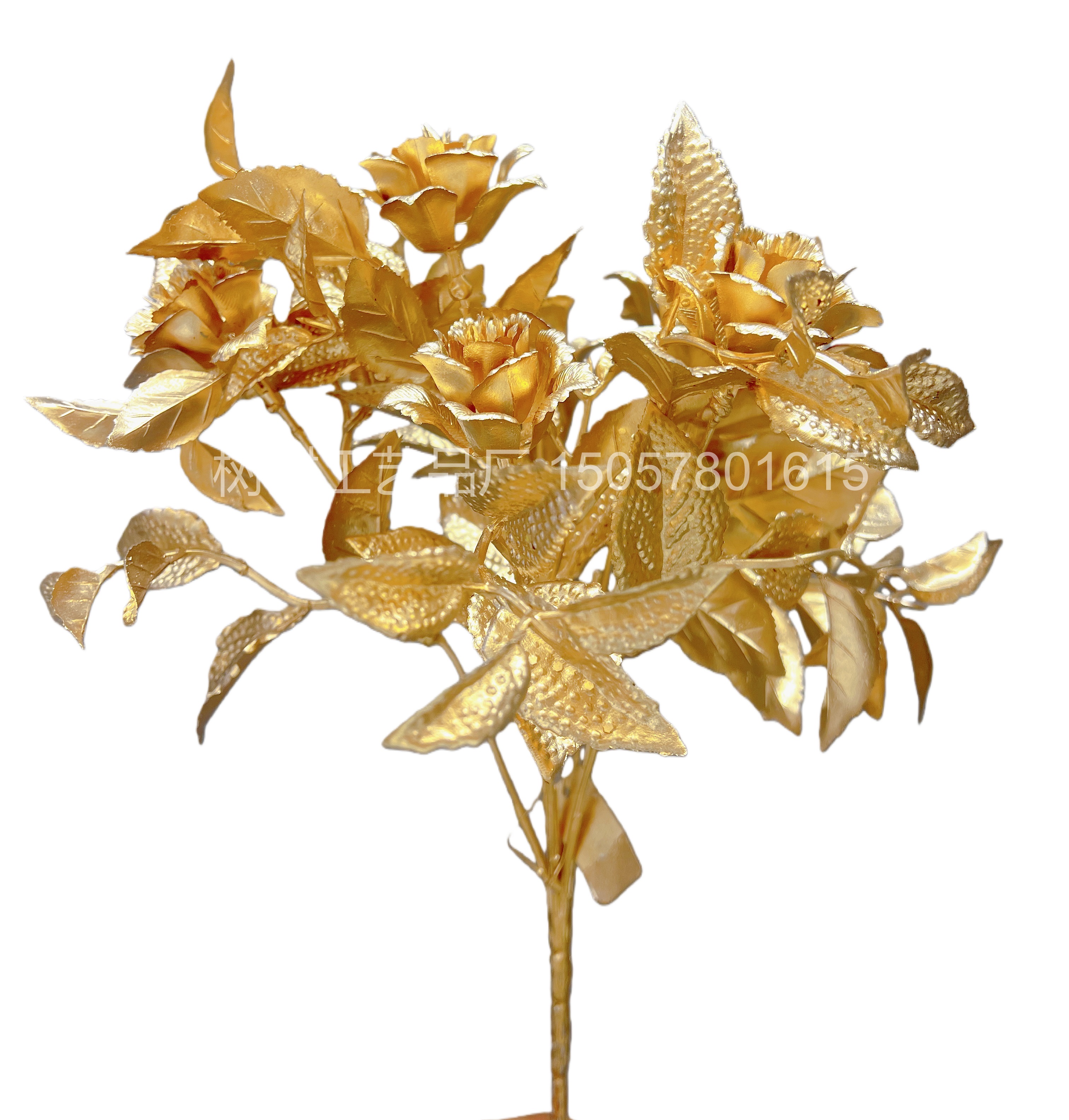 New 5-pronged golden orange peel rose artificial flower Christmas flower decoration home decoration gift accessory Christmas flower accessory artificial flower detail image 2