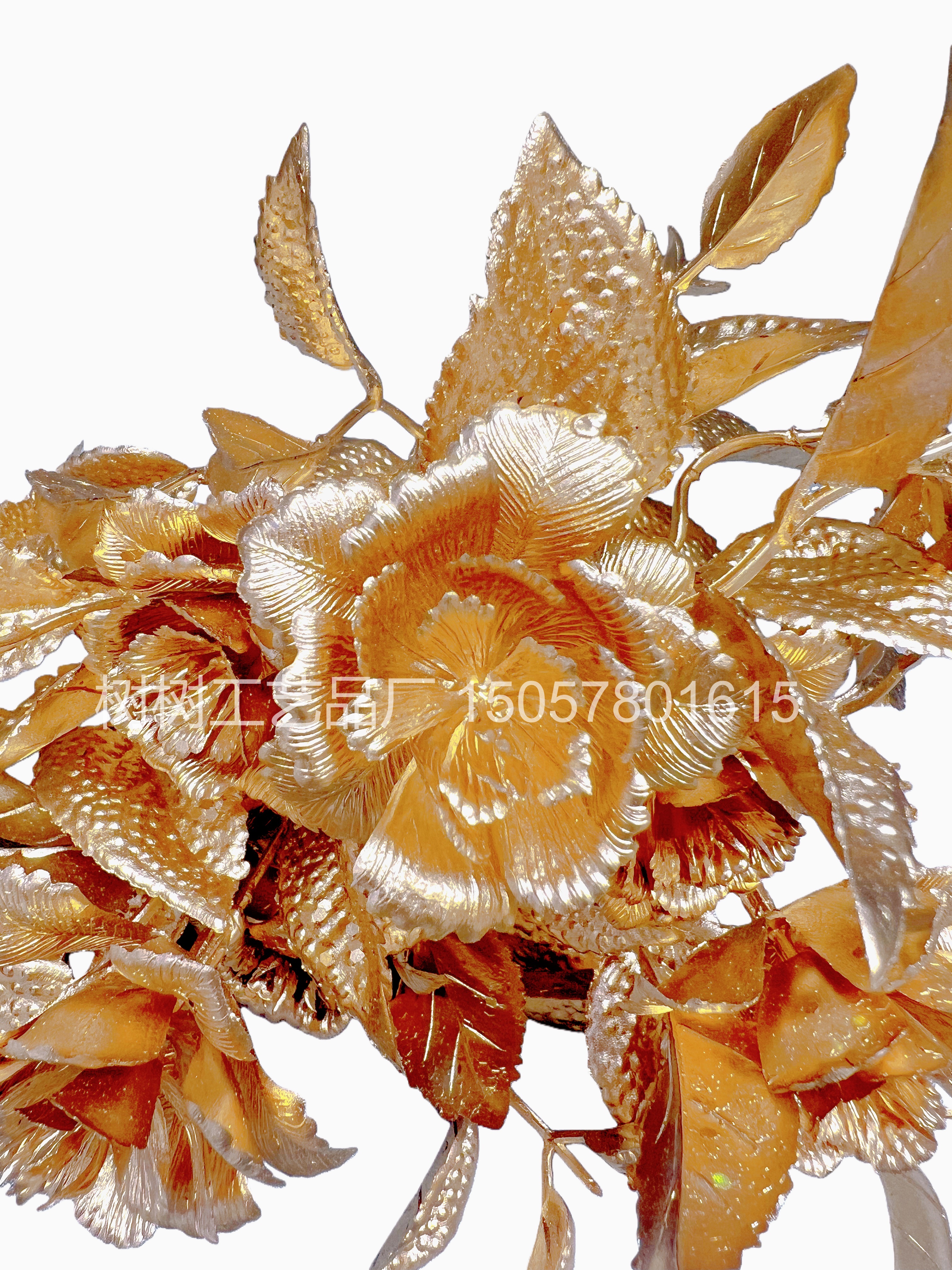New 5-pronged golden orange peel rose artificial flower Christmas flower decoration home decoration gift accessory Christmas flower accessory artificial flower detail image 4