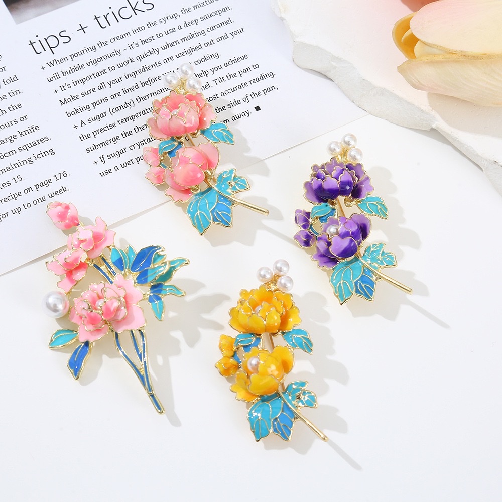 宫廷风富贵优雅精致气质牡丹花珍珠胸针高级感时尚旗袍胸花别针 