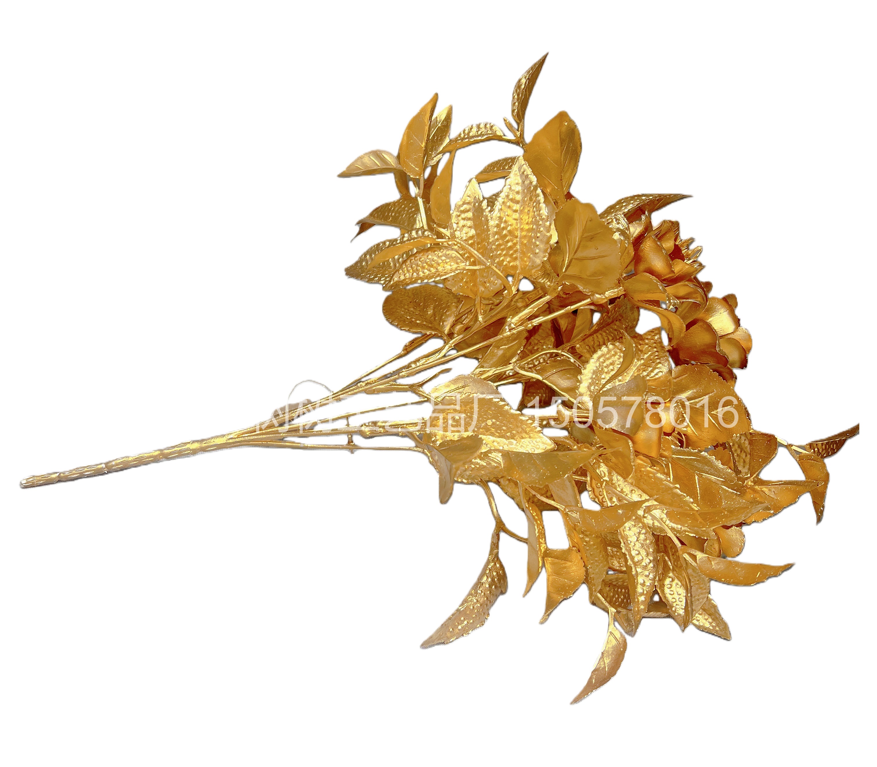 New 5-pronged golden orange peel rose artificial flower Christmas flower decoration home decoration gift accessory Christmas flower accessory artificial flower Item Picture