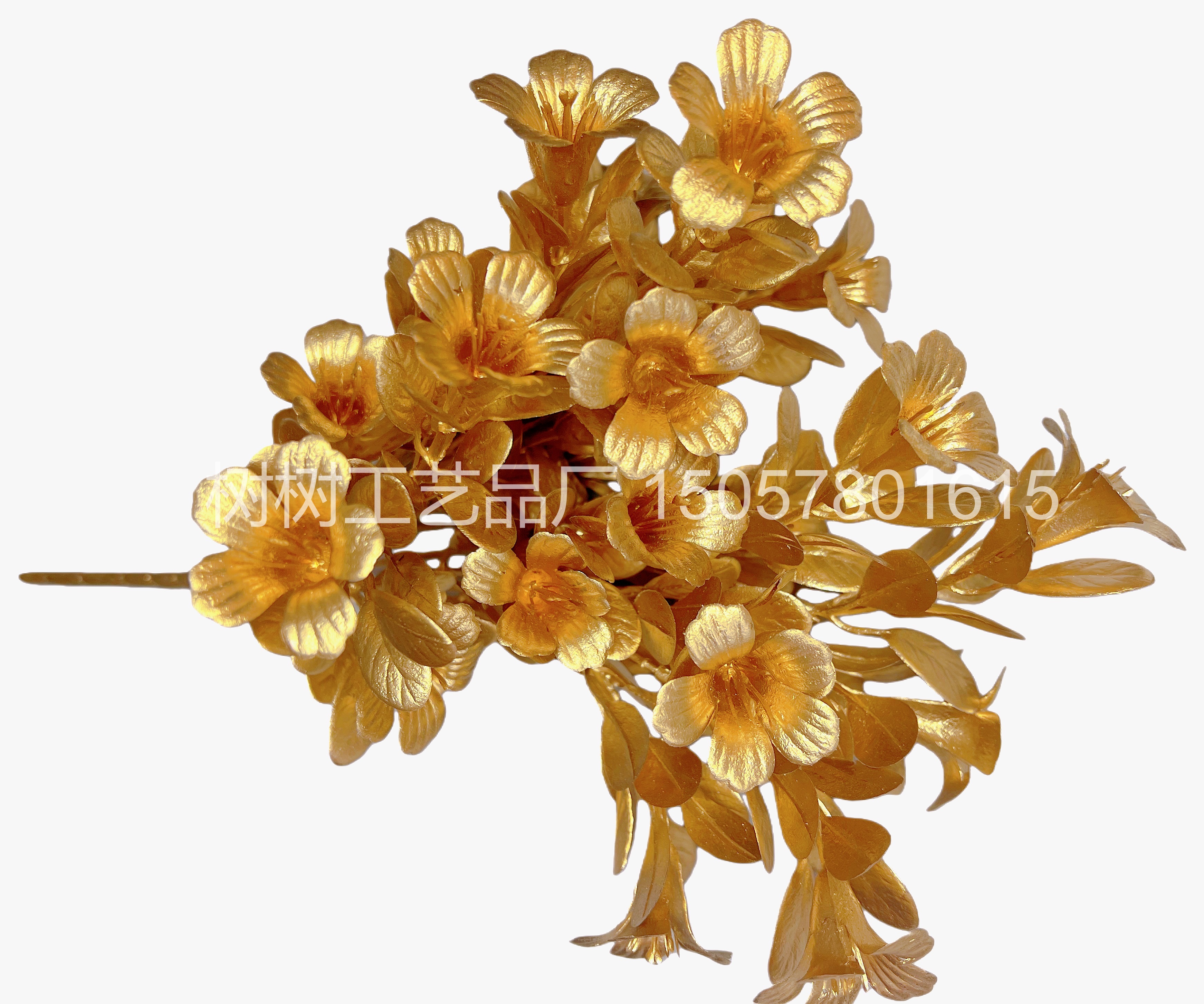 New 5-pronged golden trumpet flower artificial flower Christmas flower decoration home decoration gift Christmas flower accessories Artificial flower plastic flower plastic artificial flower artificial flower detail image 5