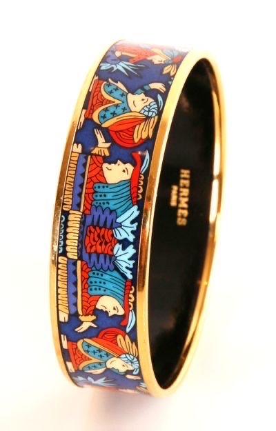 珐琅彩工艺印彩不锈钢手镯，欧美风复古印花手镯手镯