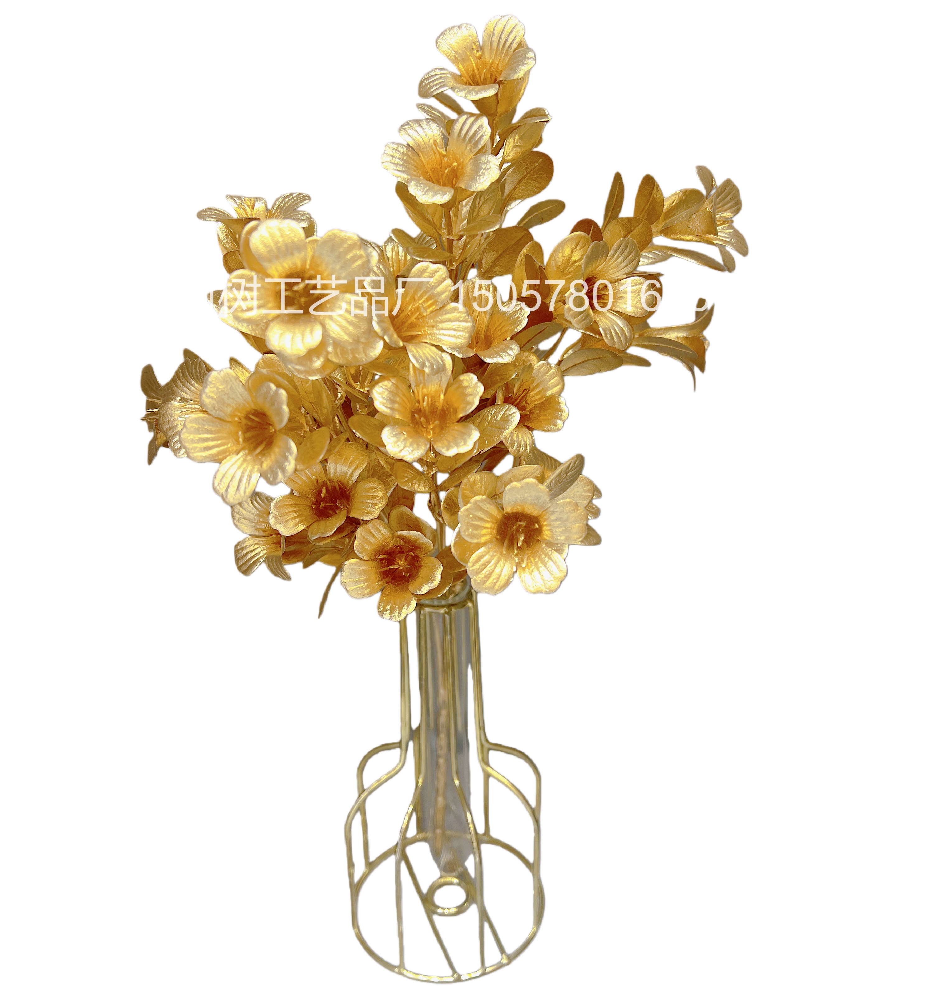 New 5-pronged golden trumpet flower artificial flower Christmas flower decoration home decoration gift Christmas flower accessories Artificial flower plastic flower plastic artificial flower artificial flower details Picture