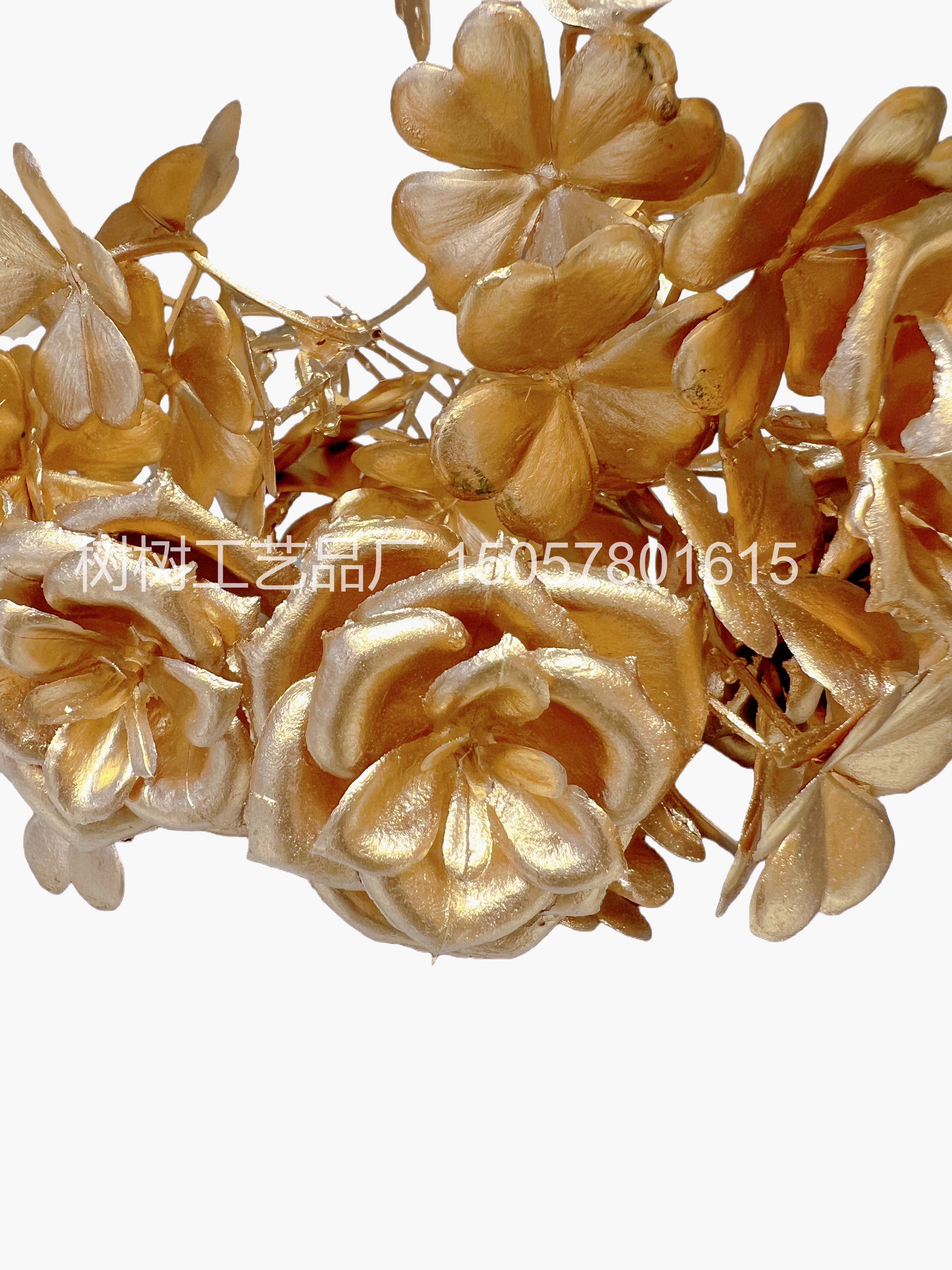 New 7-pronged golden rose cloud flower artificial flower Christmas flower decoration home decoration gift Christmas flower accessories Artificial flower plastic flower plastic artificial flower detail image 3