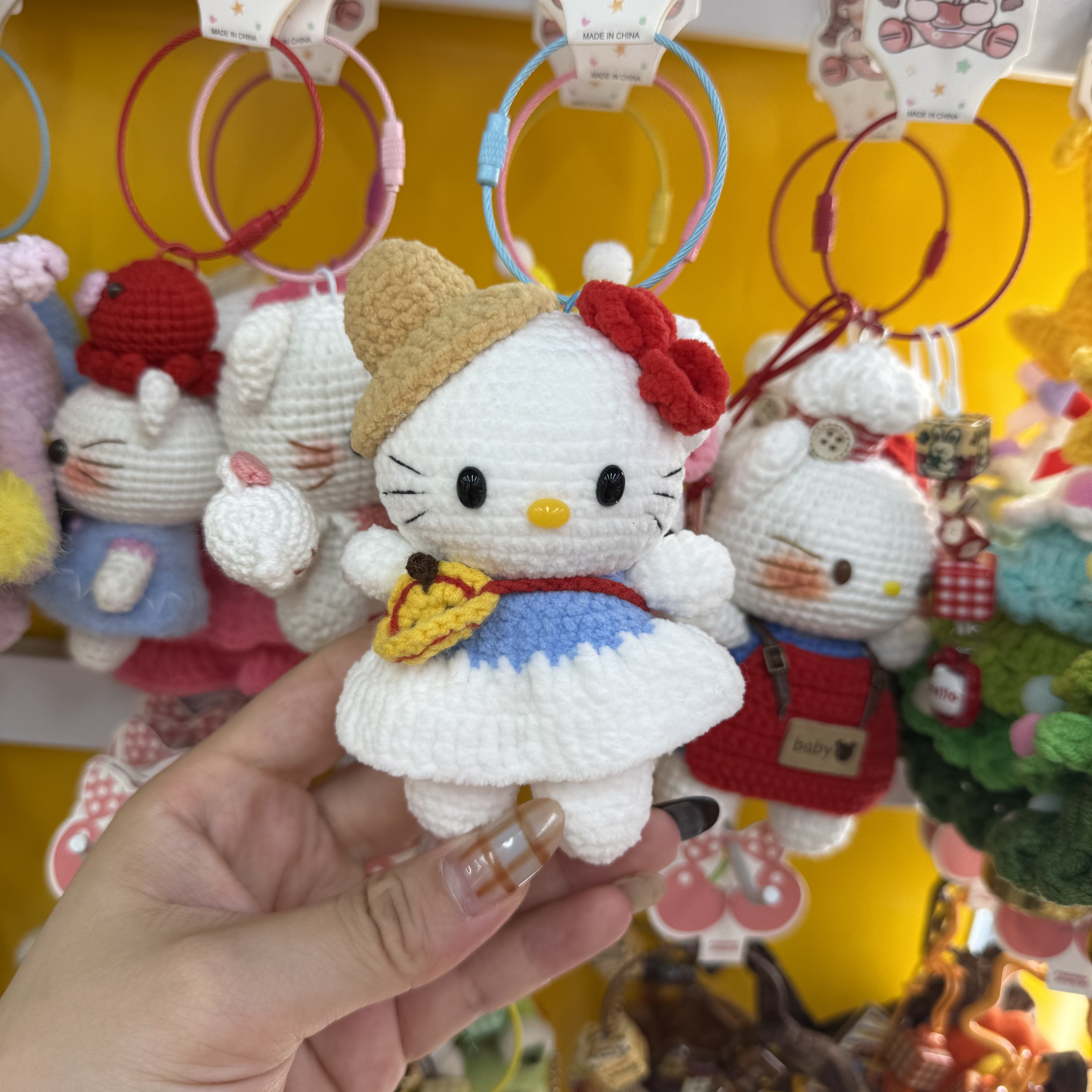 可爱针织Hello Kitty凯蒂猫玩具玩偶手机包包挂件儿童礼物跨境外贸