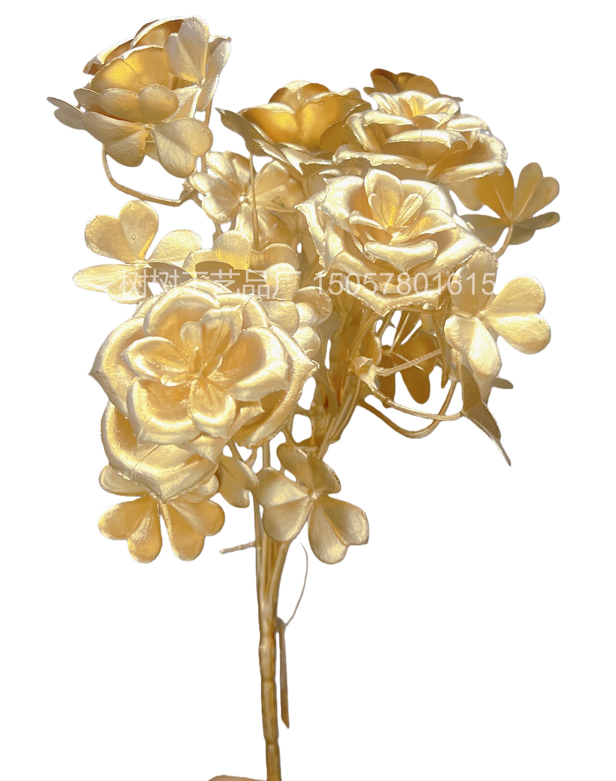 New 7-pronged golden rose cloud flower artificial flower Christmas flower decoration home decoration gift Christmas flower accessories Artificial flower plastic flower plastic artificial flower detail image 5