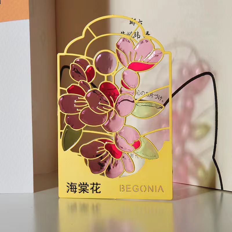 Hollowed-out transparent paint metal fridge magnets, customized cultural and creative souvenirs, transparent glass, five-color magnetic stickers, customized copper bookmarks, cultural and creative zinc alloy bookmarks, metal bookmarks, bookmarks full figure
