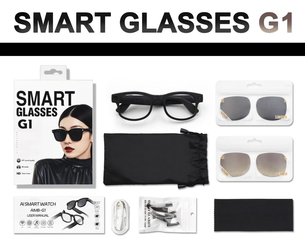 AI智能眼镜1080像素
 
1. 8MP HD Camera
2. AI Image Recognition