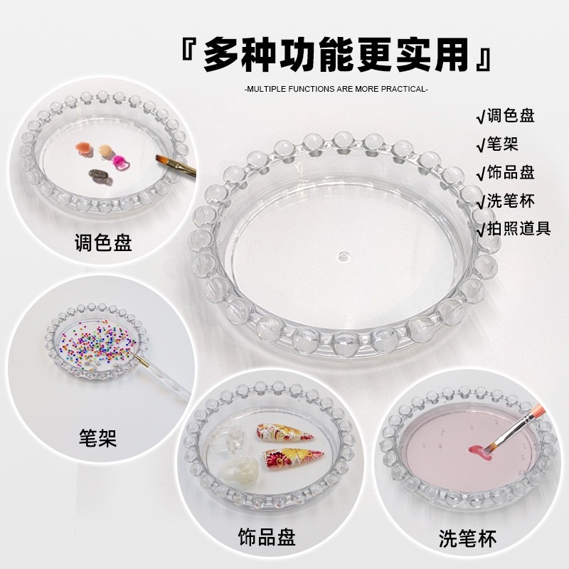 Multi-functional nail art accessories, small diamond storage plate, nail art tools, pen holder storage, color palette Application Scenario