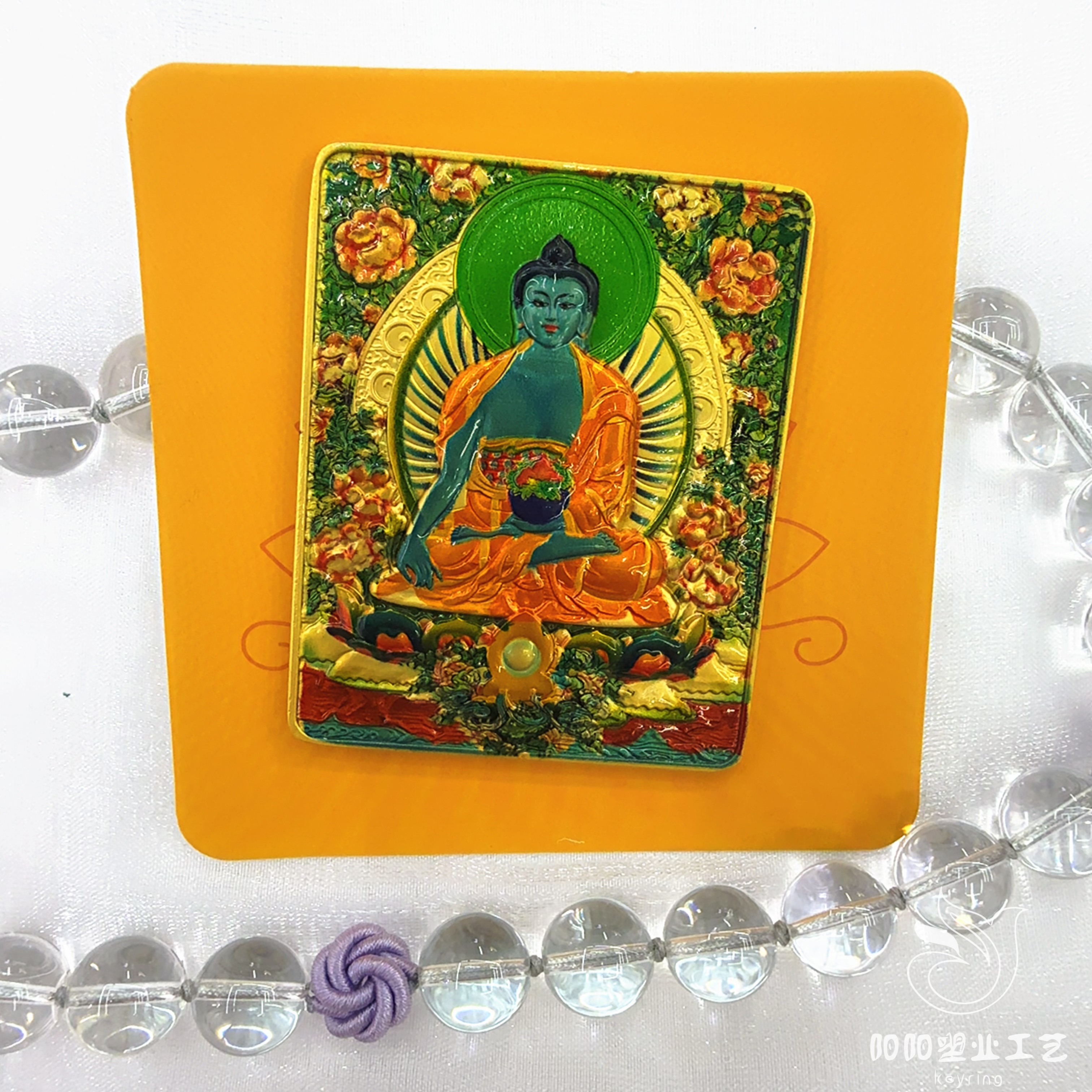 Thangka Medicine Buddha Tibetan ethnic art and culture rectangular alloy soft magnetic fridge magnets protect home decoration Application Scenario