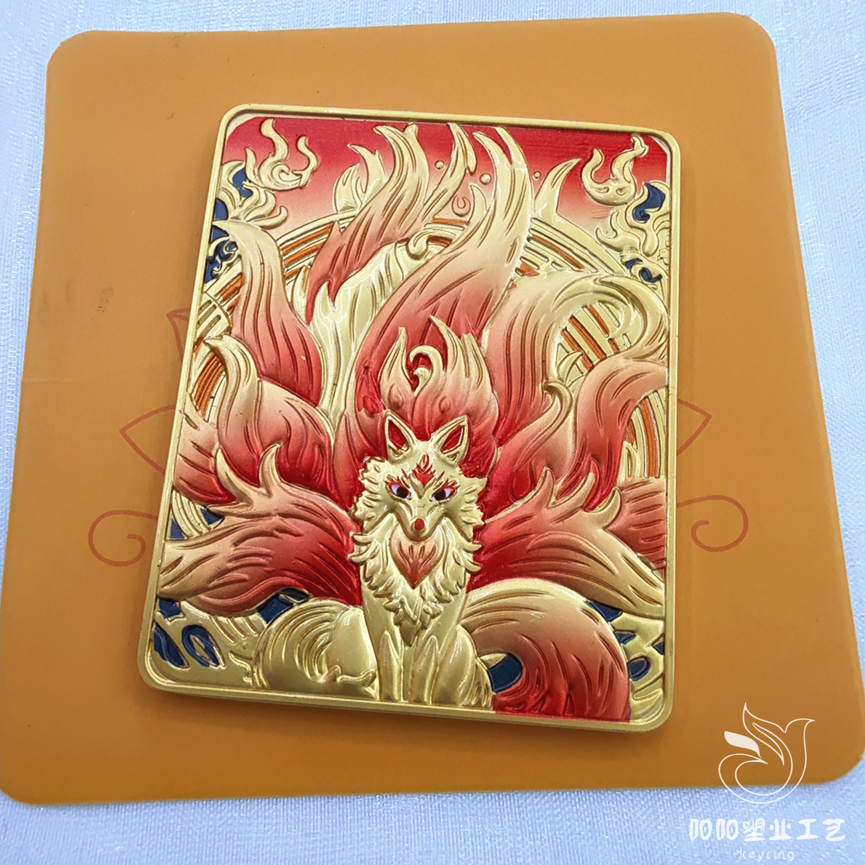 Refrigerator stickers, fox spirit Thangka, Nine-Tailed fox, three-dimensional double-sided color preservation, gold-swallowing beast necklace, handcrafted rope, Tibetan-style decoration, semi-hand-painted Thangka, Five Gods of Wealth Item Picture