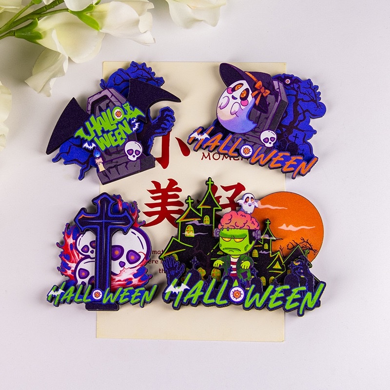 Halloween series wooden fridge magnets, home decoration magnetic stickers, creative festival souvenirs manufacturer wholesale details Picture