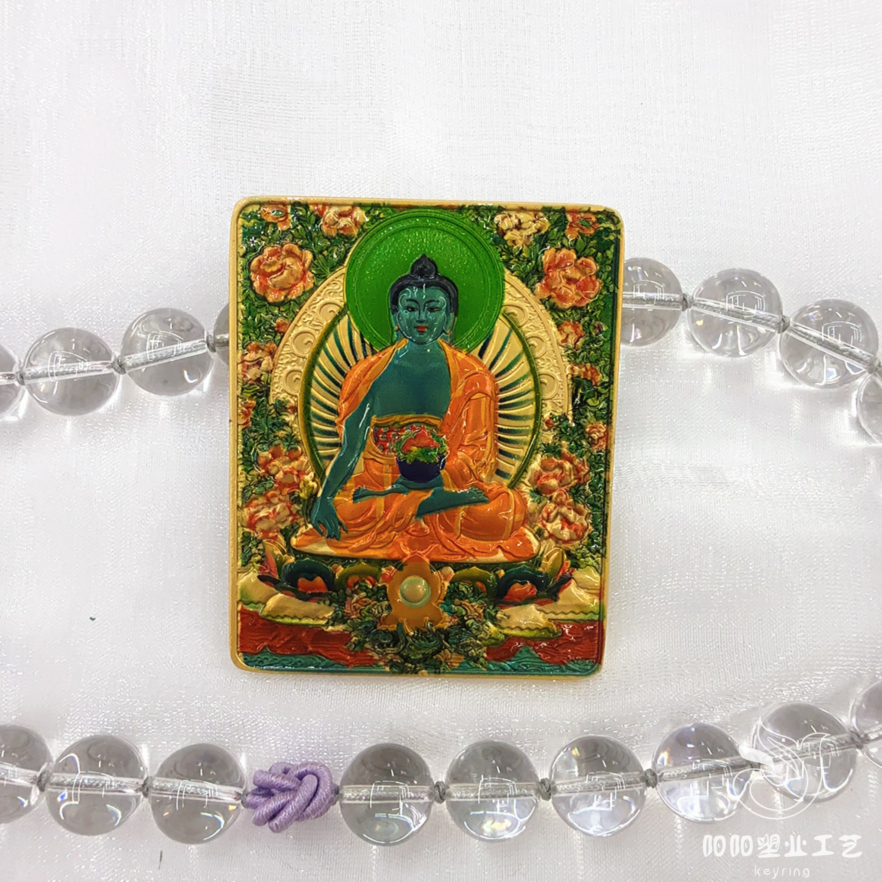 Thangka Medicine Buddha Tibetan ethnic art and culture rectangular alloy soft magnetic fridge magnets protect home decoration Specification drawing