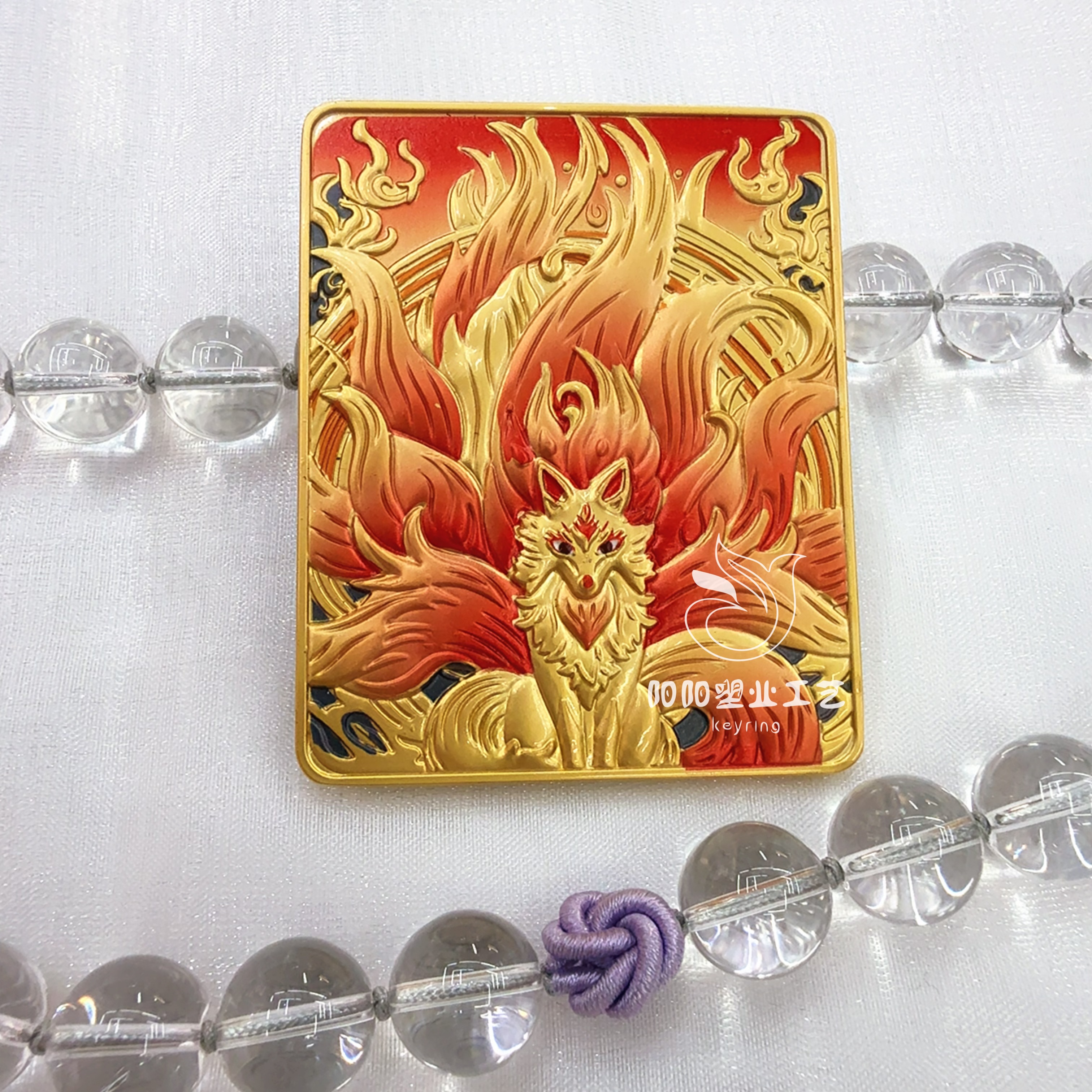 冰箱贴狐仙唐卡九尾狐立体双面保色吞金兽项链手工绳藏式装饰品半手绘唐卡五爷财神