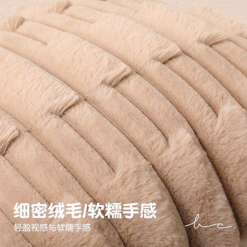 Nordic cream-style solid-color throw pillow, chain-woven flower, fat bar pillowcase, rabbit plush headboard sofa, backrest, waist pillow, light green detail image 6