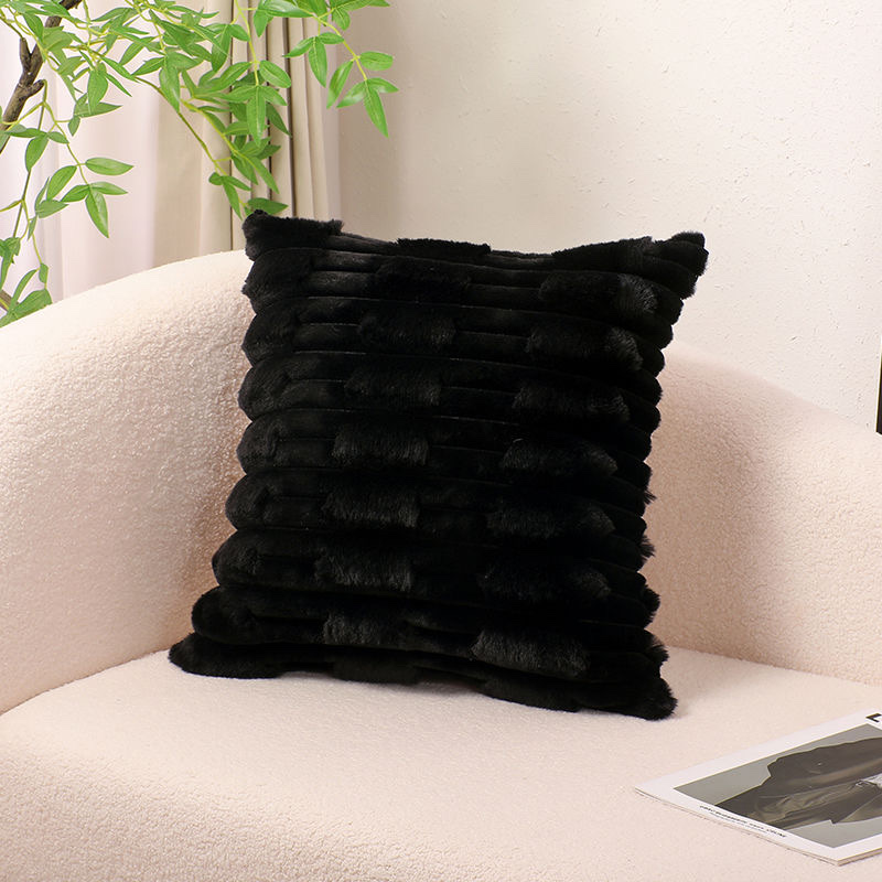 Nordic cream-style solid-color throw pillow, chain-woven flower, fat bar pillowcase, rabbit plush headboard sofa, backrest, waist pillow, light green detail image 13