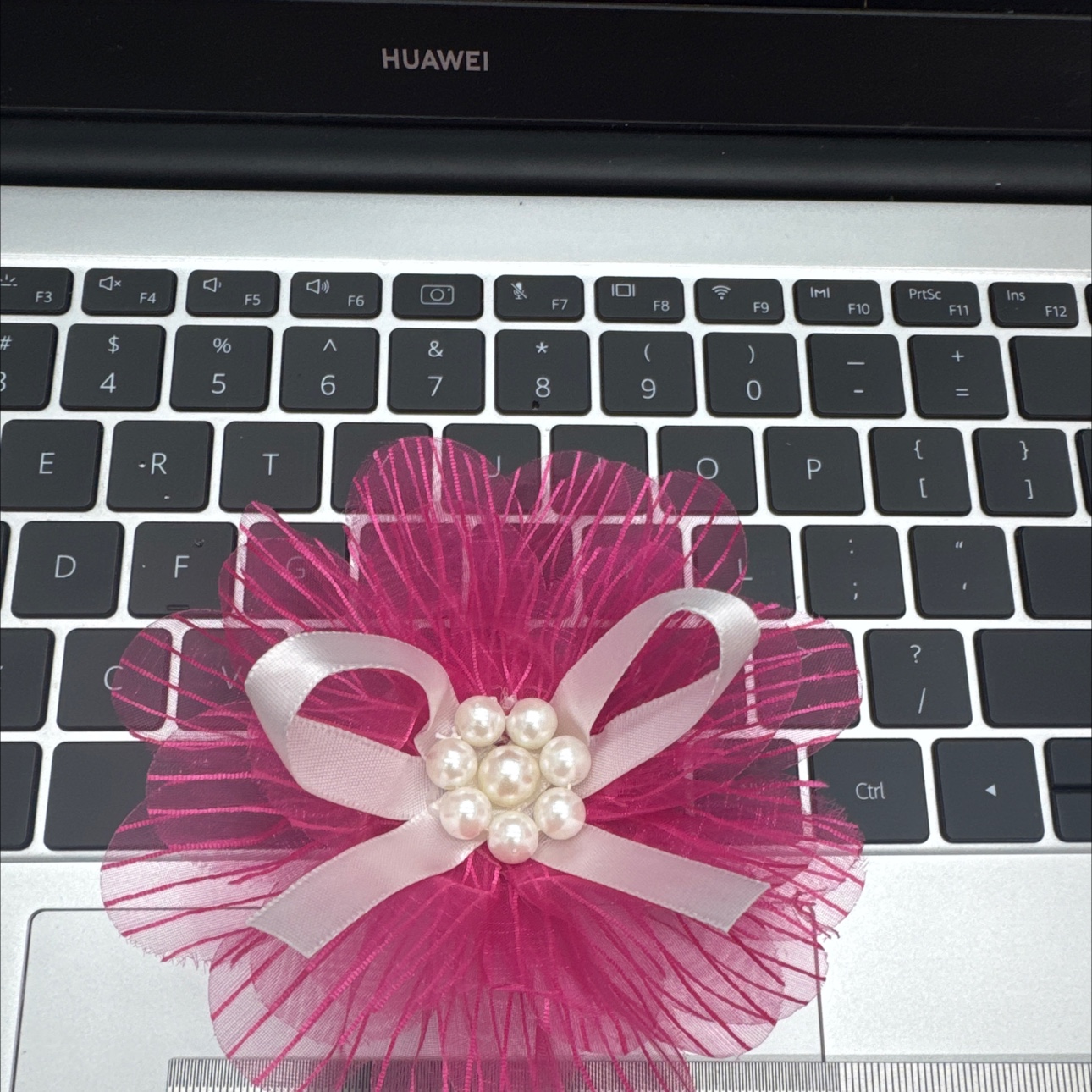 Bow, ribbon, handmade pearl yarn flower, organza flower, diy accessories, hair accessories, clothing accessories, flower accessories, ribbon, bow shoes, flower head, flower, clothing accessories detail image 2