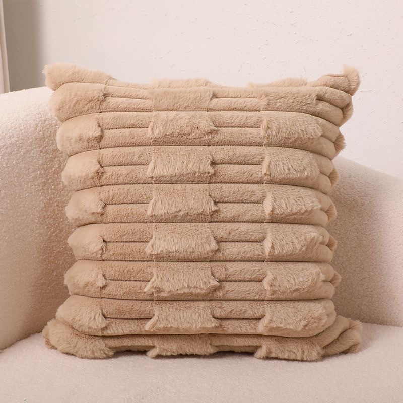 Nordic cream-style solid-color throw pillow, chain-woven flower, fat bar pillowcase, rabbit plush headboard sofa, backrest, waist pillow, light green detail image 4