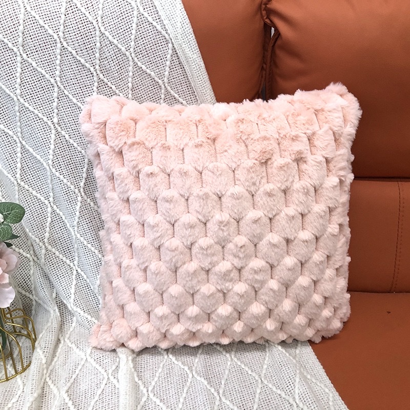 A versatile rabbit fur cream-style pillowcase for cross-border trade, with a retro French high-end feel. It is suitable for living room sofa cushions, backrests, and bed cushions detail image 8