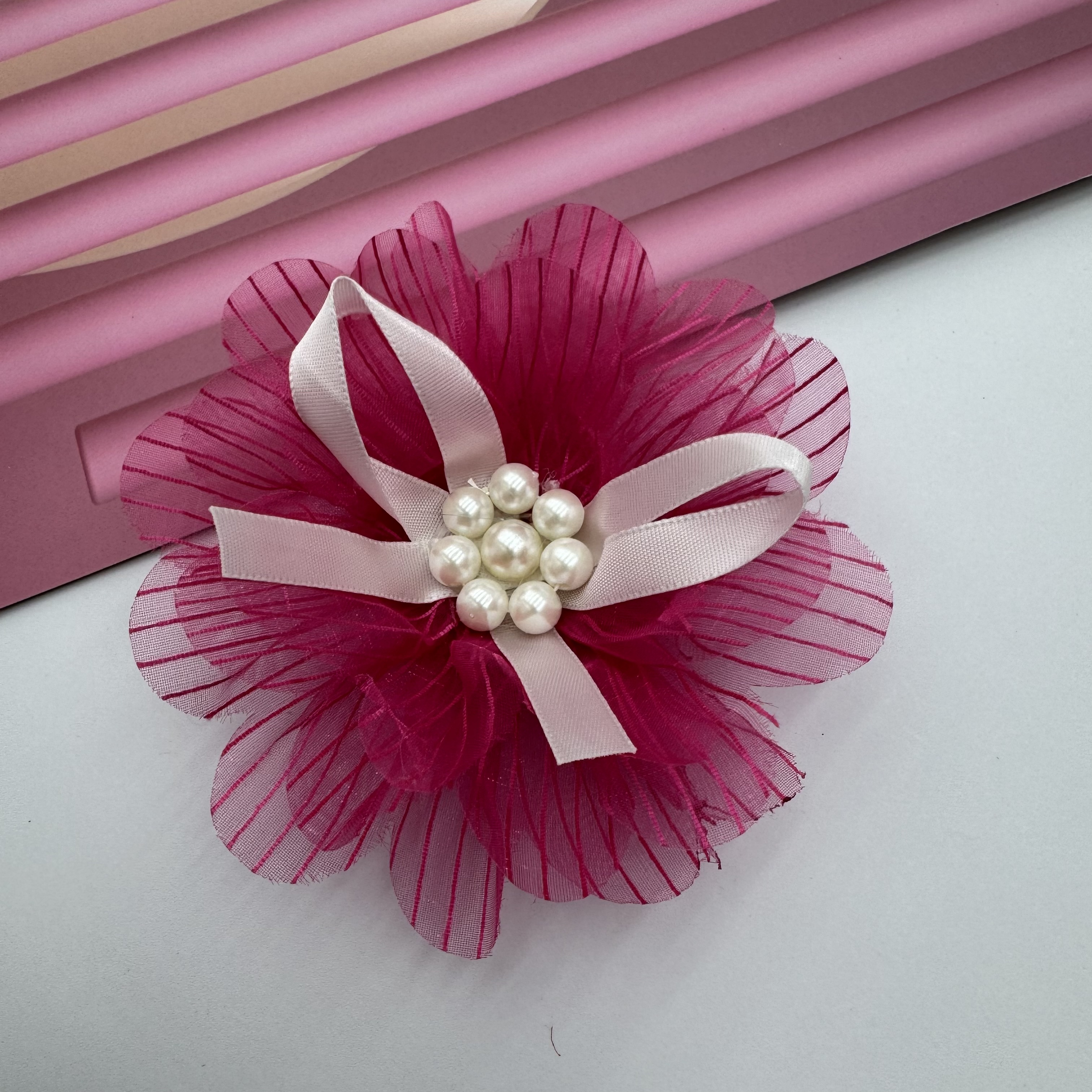 Bow, ribbon, handmade pearl yarn flower, organza flower, diy accessories, hair accessories, clothing accessories, flower accessories, ribbon, bow shoes, flower head, flower, clothing accessories detail image 13