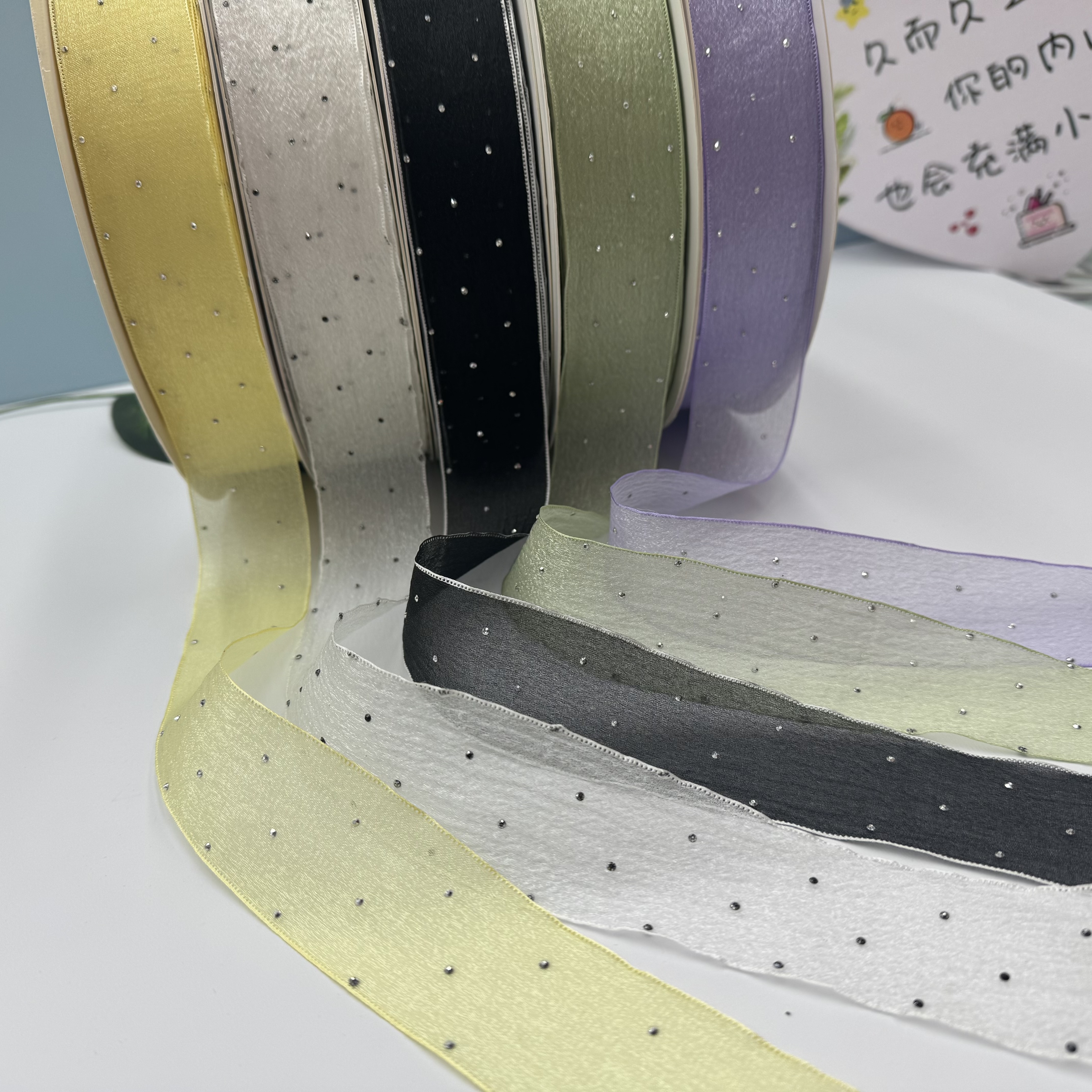 3.8 cm hot diamond gauze ribbon, hair accessory gauze ribbon, handmade DIY bow ribbon, gift box, decorative materials, baking cake, flowers, ribbons detail image 11