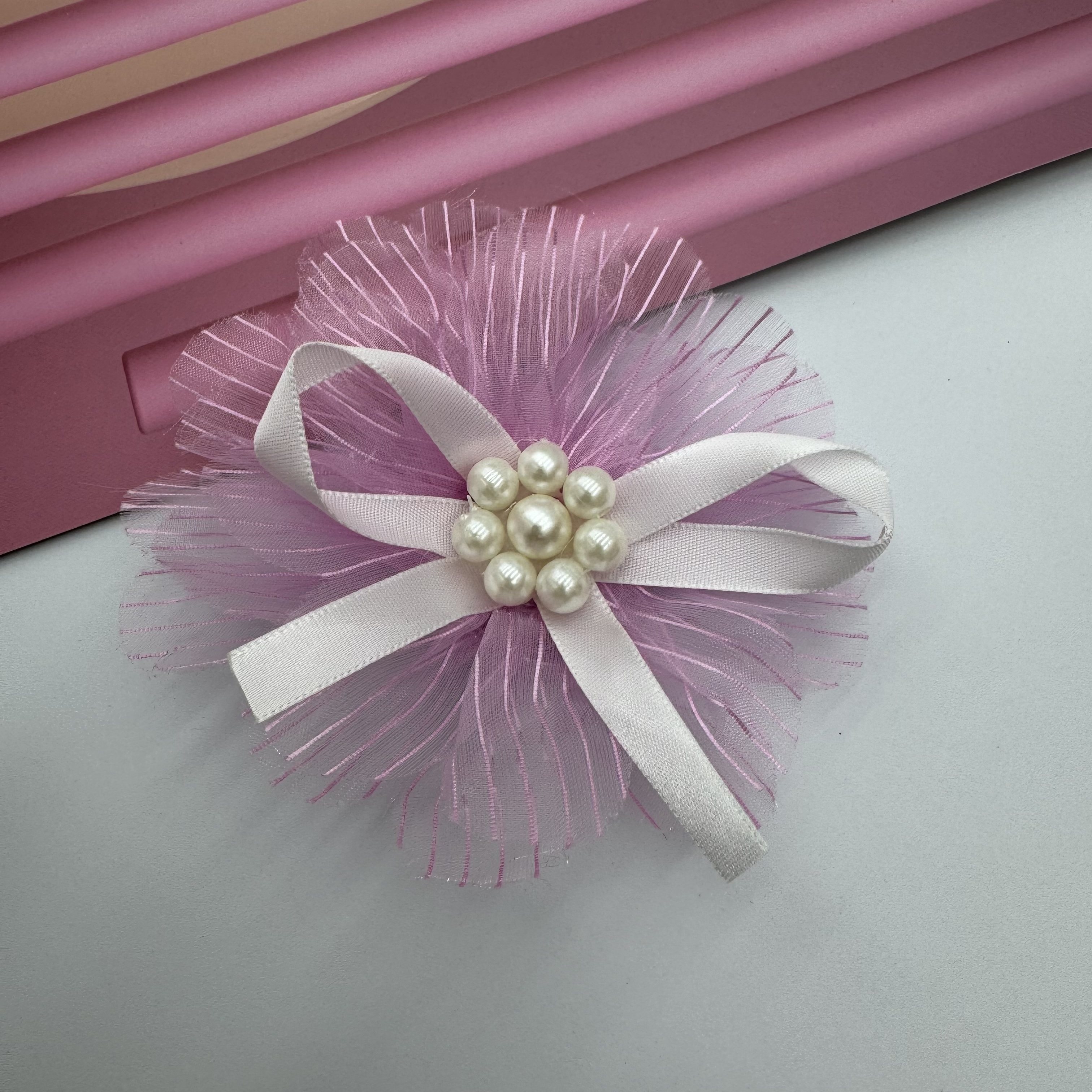 Bow, ribbon, handmade pearl yarn flower, organza flower, diy accessories, hair accessories, clothing accessories, flower accessories, ribbon, bow shoes, flower head, flower, clothing accessories detail image 5