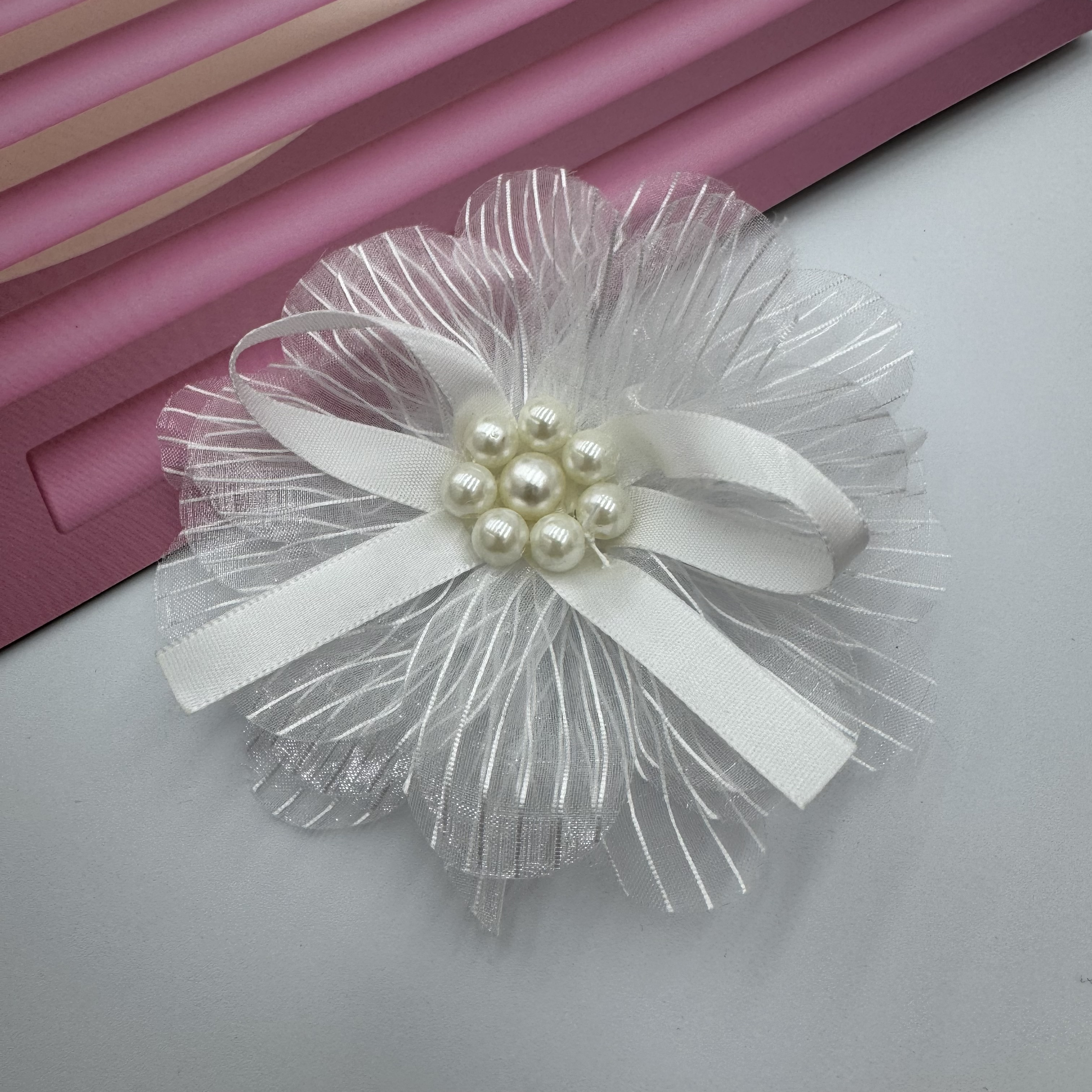 Bow, ribbon, handmade pearl yarn flower, organza flower, diy accessories, hair accessories, clothing accessories, flower accessories, ribbon, bow shoes, flower head, flower, clothing accessories detail image 8