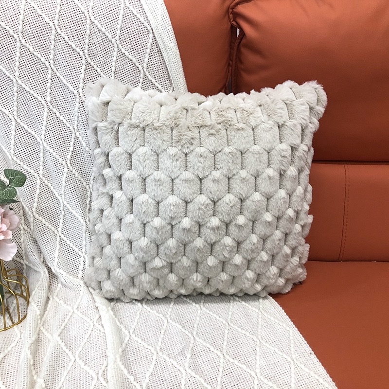 A versatile rabbit fur cream-style pillowcase for cross-border trade, with a retro French high-end feel. It is suitable for living room sofa cushions, backrests, and bed cushions detail image 7