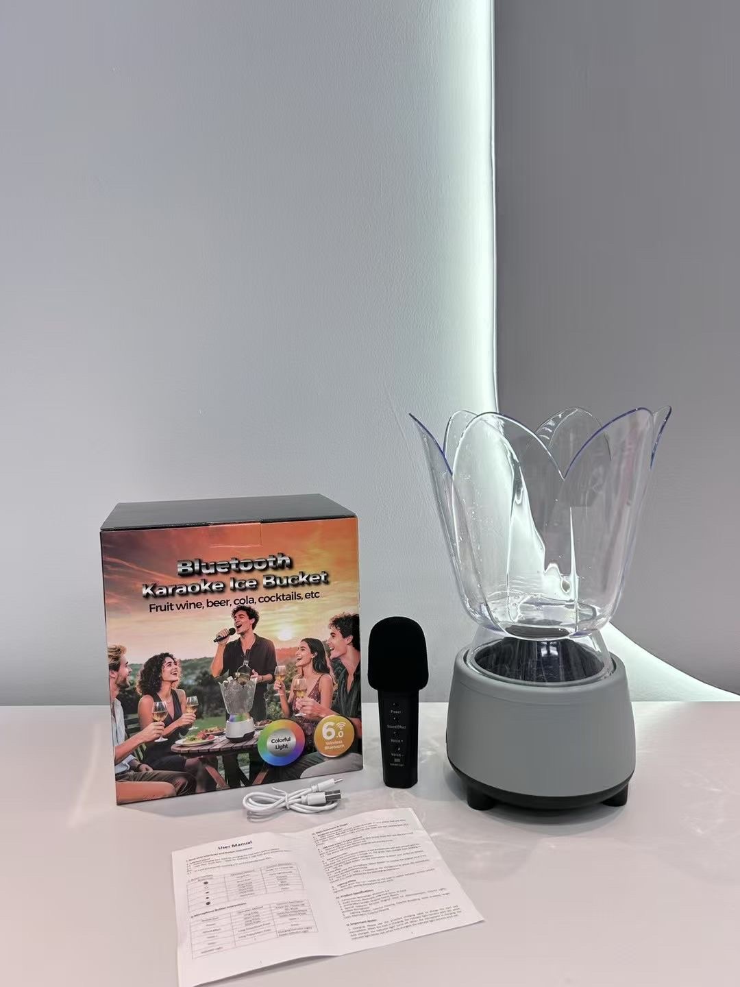 新款K歌炫彩蓝牙音响冰桶无线音箱七彩发光音响