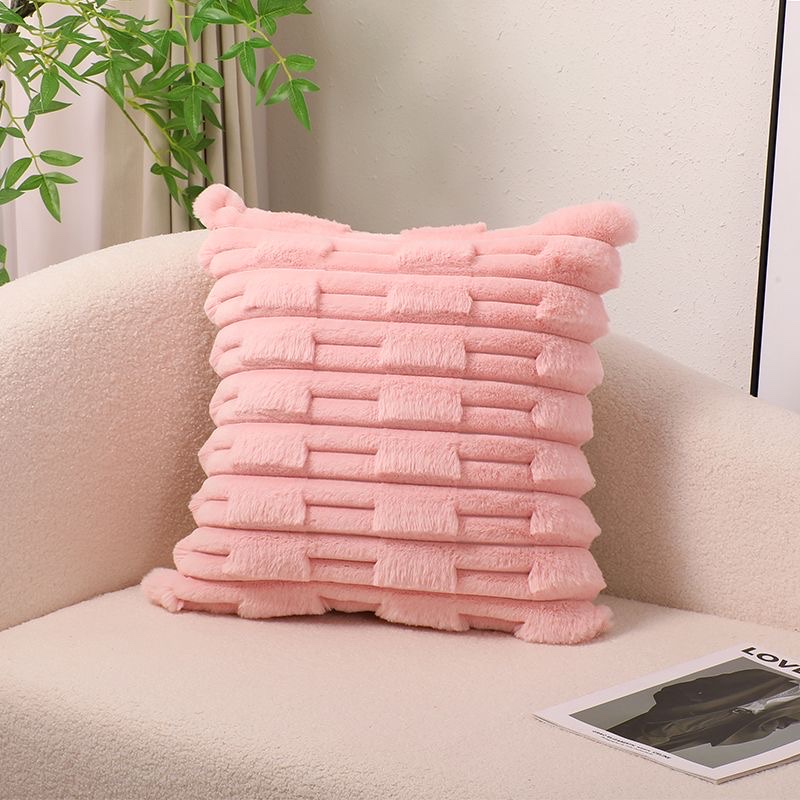 Nordic cream-style solid-color throw pillow, chain-woven flower, fat bar pillowcase, rabbit plush headboard sofa, backrest, waist pillow, light green detail image 10