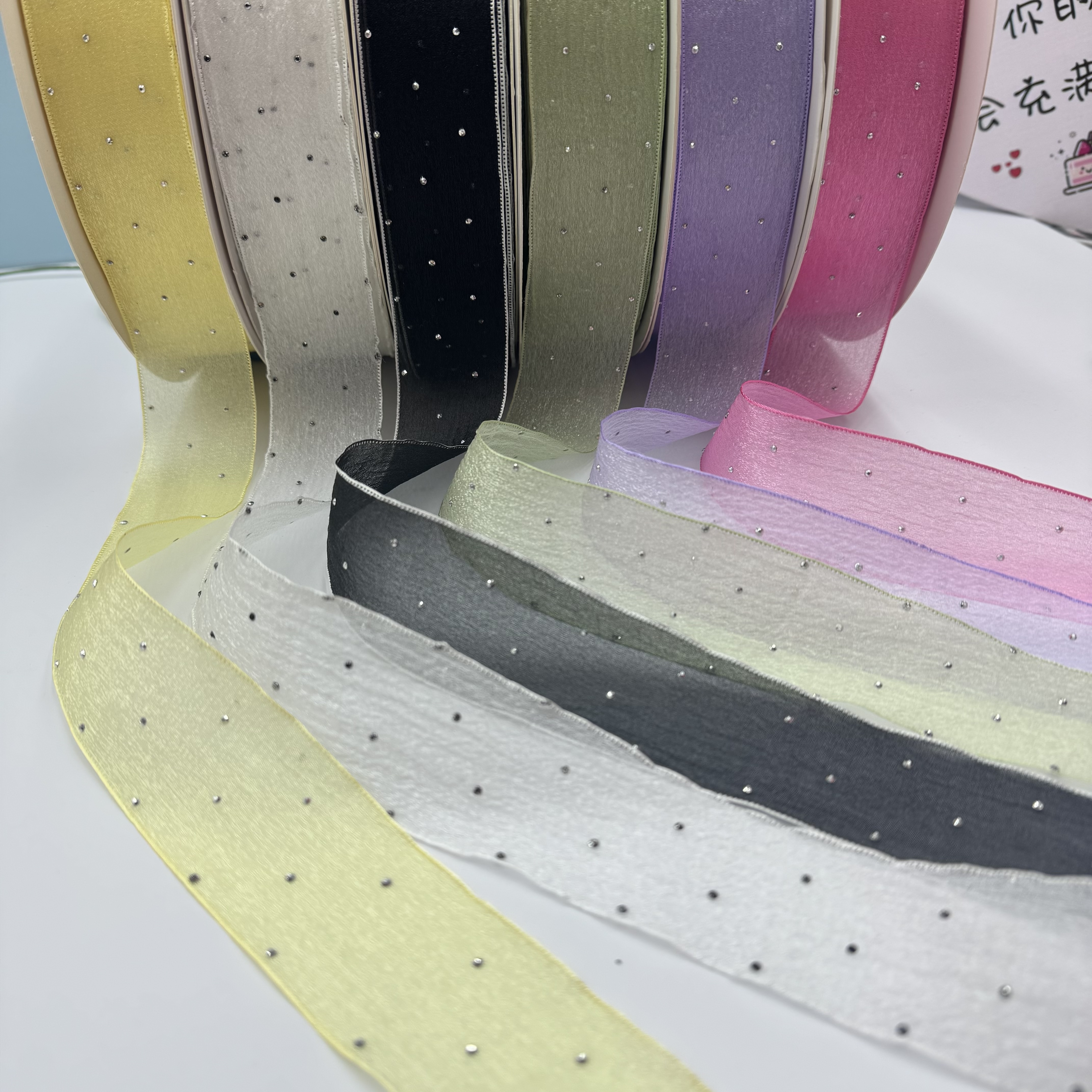 3.8 cm hot diamond gauze ribbon, hair accessory gauze ribbon, handmade DIY bow ribbon, gift box, decorative materials, baking cake, flowers, ribbons detail image 3