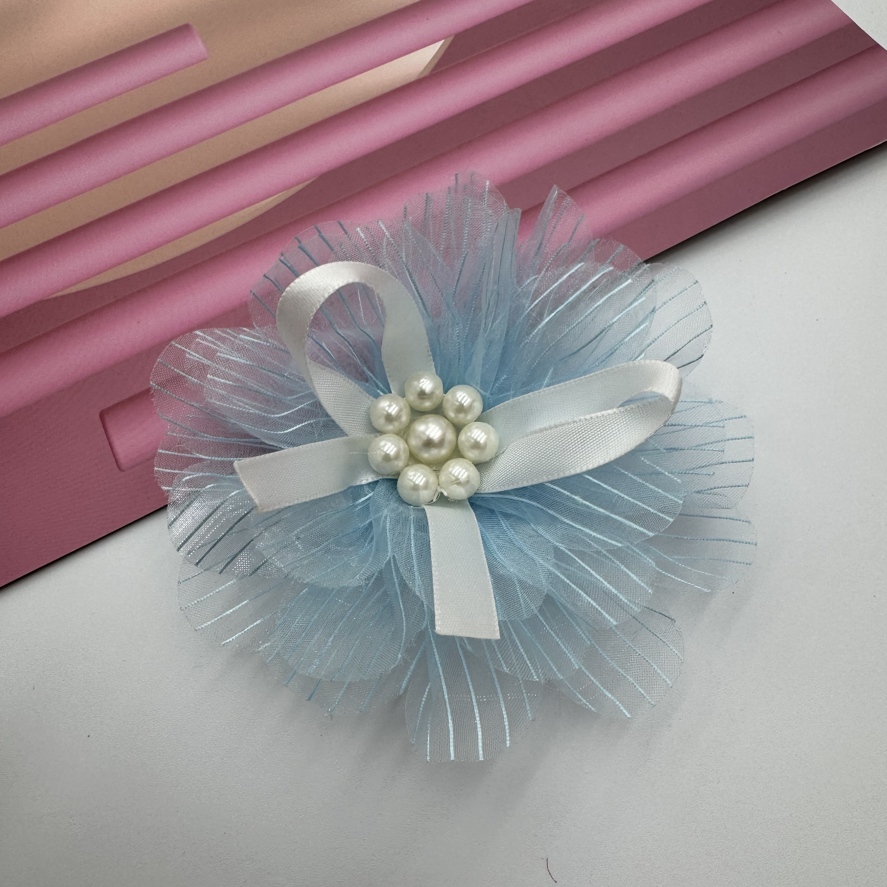 Bow, ribbon, handmade pearl yarn flower, organza flower, diy accessories, hair accessories, clothing accessories, flower accessories, ribbon, bow shoes, flower head, flower, clothing accessories detail image 12