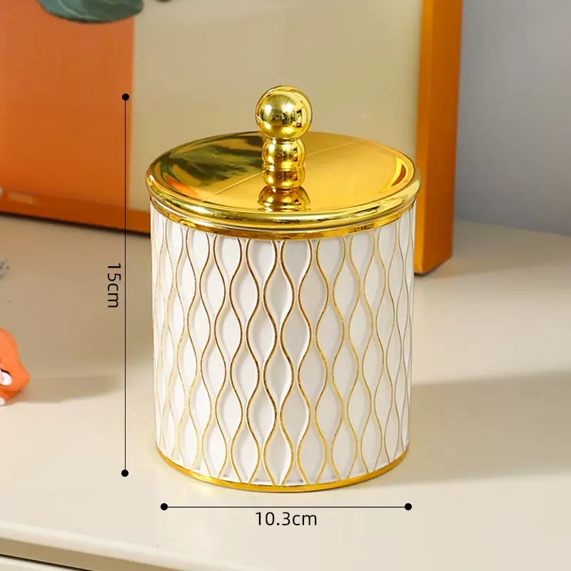 金色圆珠储物罐子彩盒三件套桌面收纳储物罐子家居糖果杂粮密封盒密封罐圆筒塑料桶糖罐
