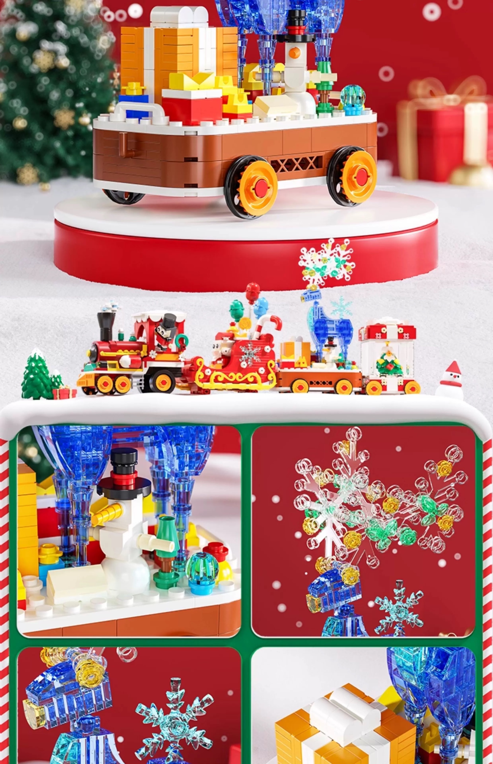 Christmas little train building block table decoration, children's educational assembly toy, birthday and Christmas gift for boys and girls detail image 7