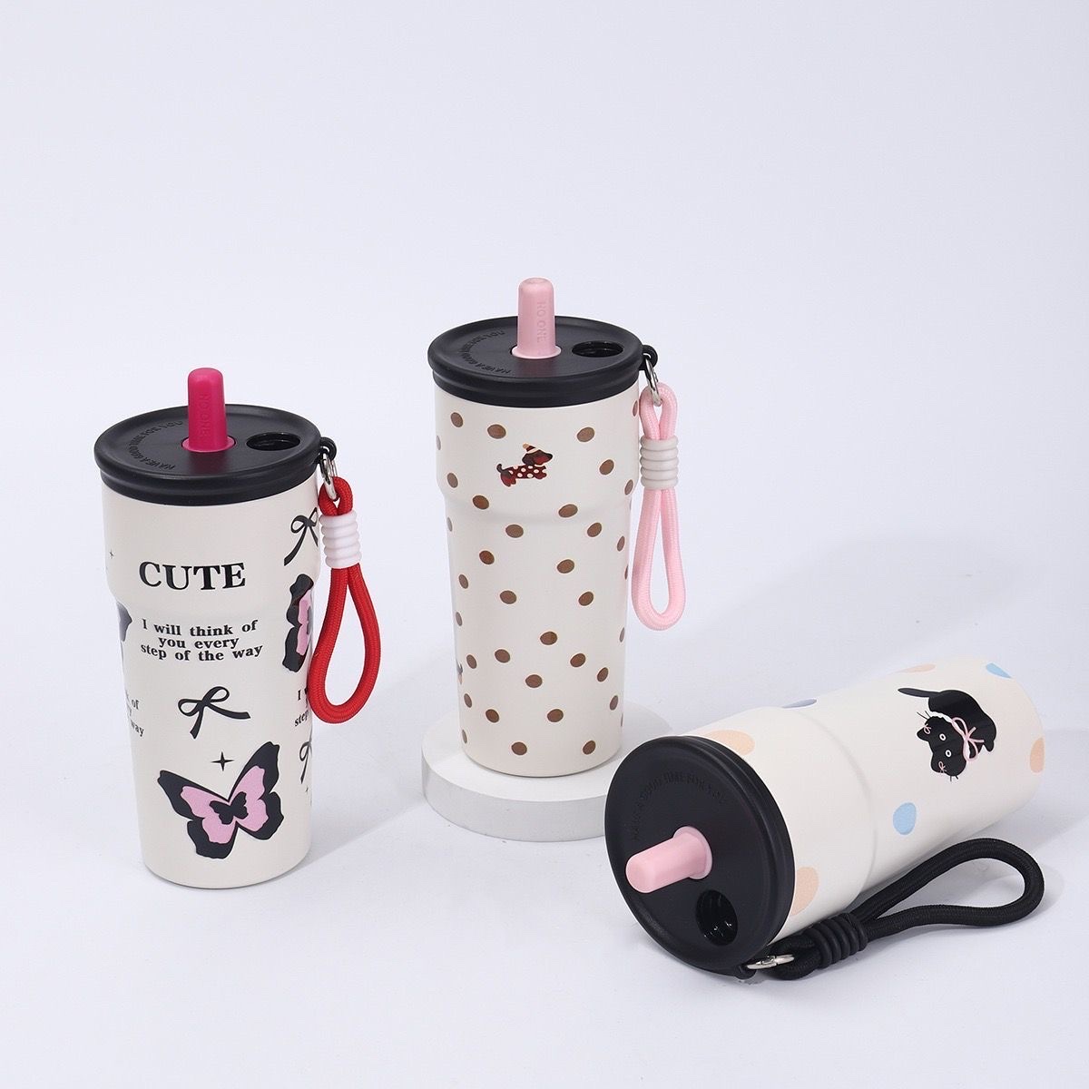 New 316 stainless steel insulated cup, large capacity for female students, high appearance level water cup, straw, portable car cup, 500ML, 202-1123 YS details Picture