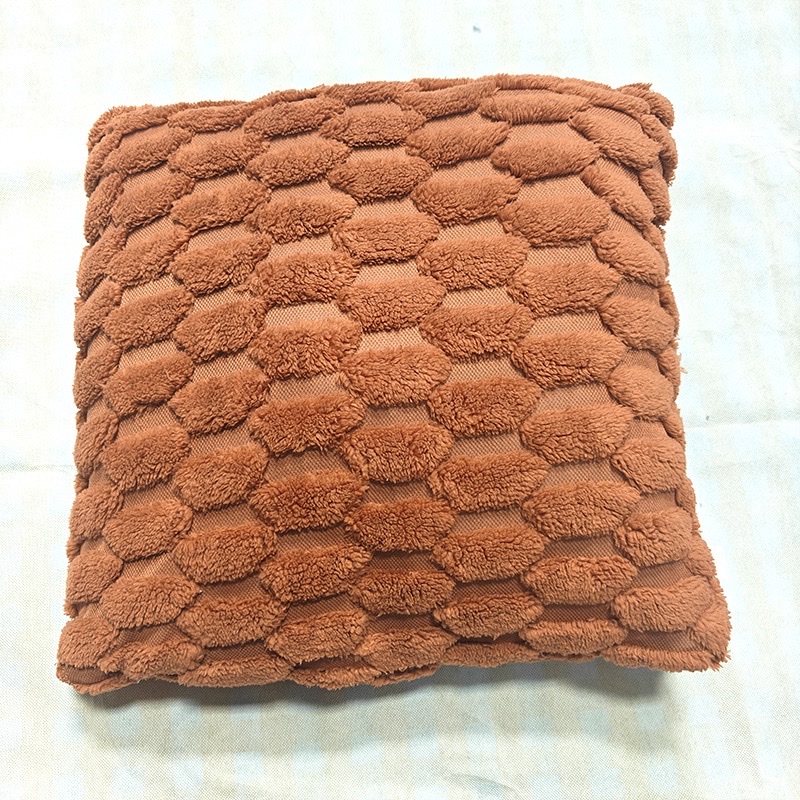 Wholesale of cross-border double-sided plush pillow solid color sofa, square wavy pillow cover cushion, living room cream style pillow detail image 10