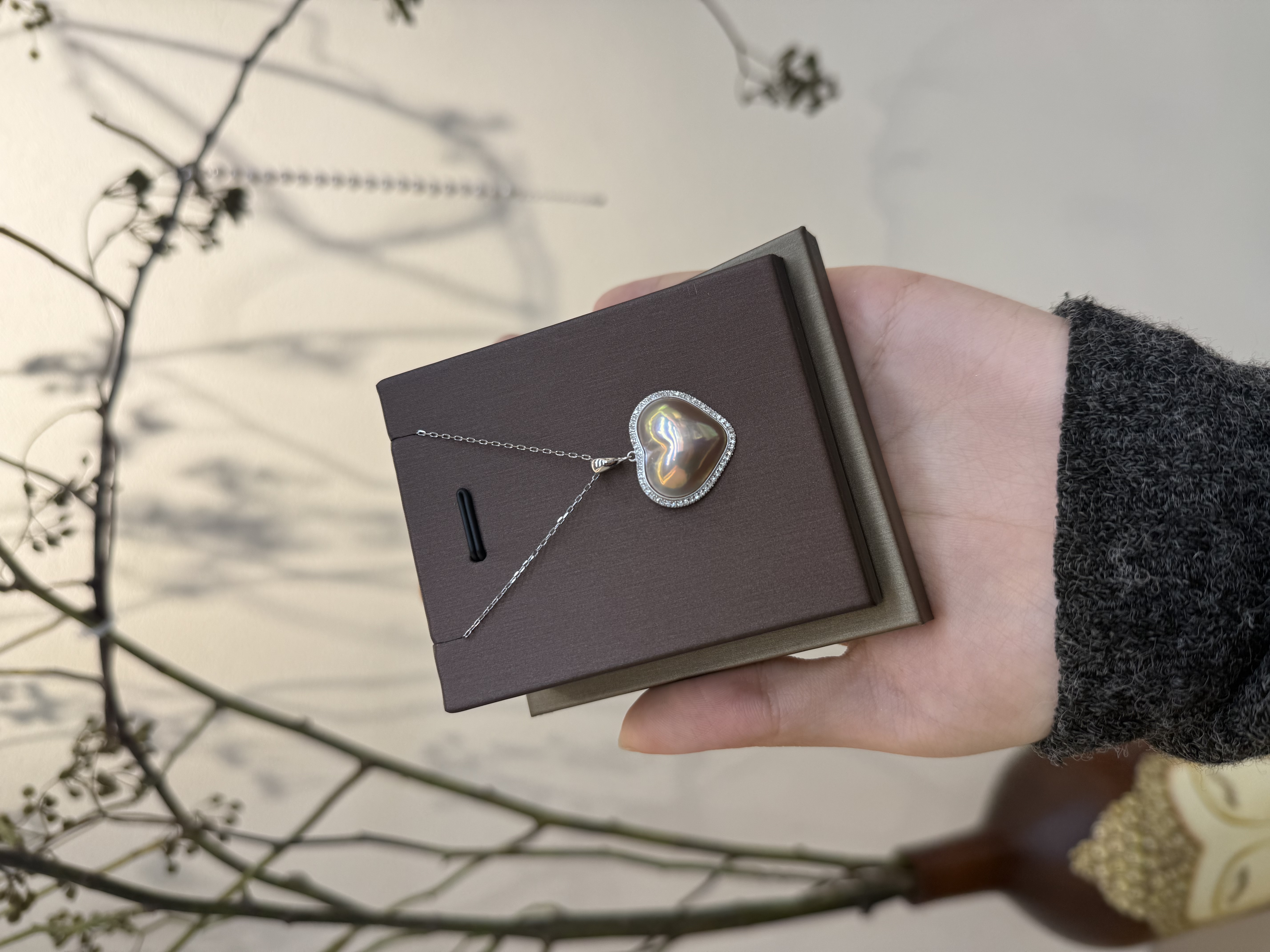 【爱心马贝】18k白金 真钻 高级海水马贝珠 珍珠吊坠女 气质百搭高级珠宝 详情图1