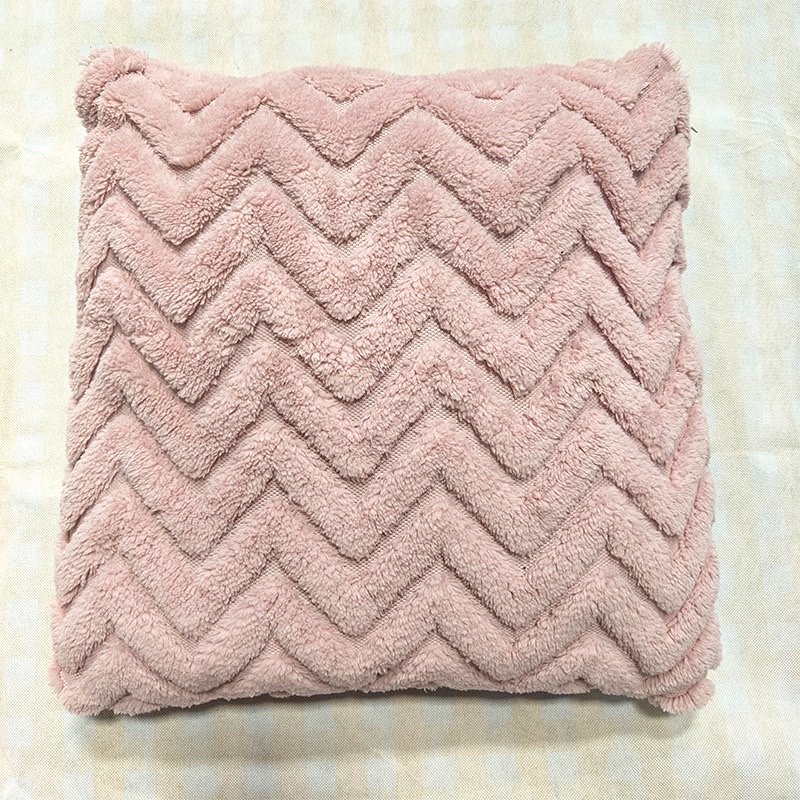 Wholesale of cross-border double-sided plush pillow solid color sofa, square wavy pillow cover cushion, living room cream style pillow detail image 6