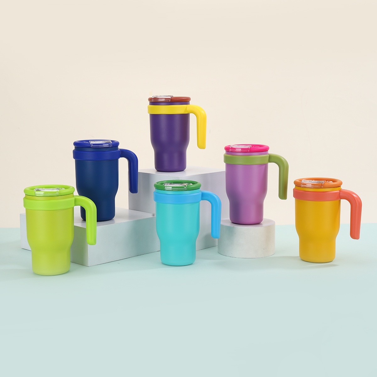 Amazon's new 14oz ice cup, 304 stainless steel insulated cup, outdoor portable car handle, car cup, 400ML, 179-1123 YW/W full figure