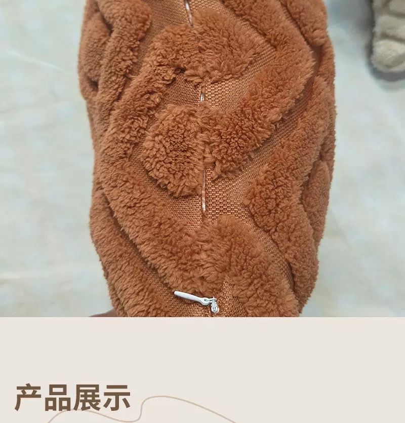 Wholesale of cross-border double-sided plush pillow solid color sofa, square wavy pillow cover cushion, living room cream style pillow detail image 20