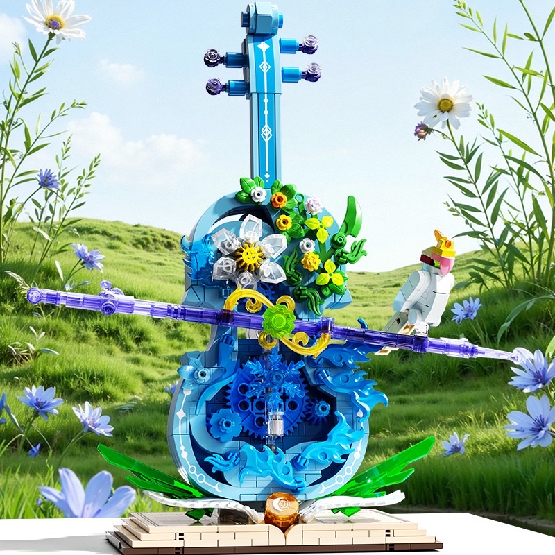 Building blocks, violin instruments, preserved flowers, relief flower assembly models, girls' creative assembly toys, gifts Application Scenario