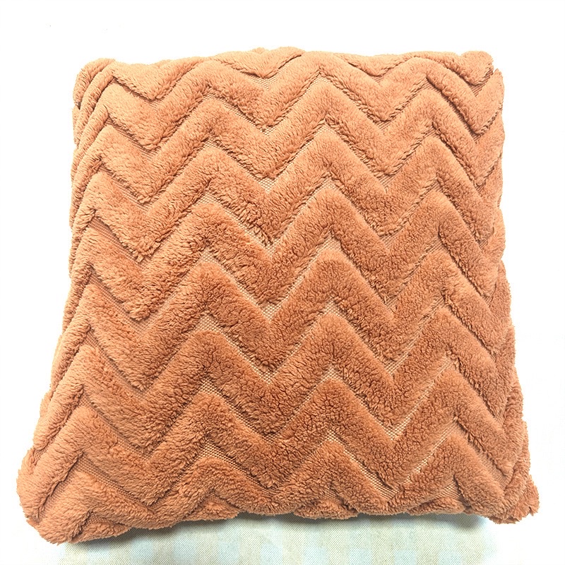 Wholesale of cross-border double-sided plush pillow solid color sofa, square wavy pillow cover cushion, living room cream style pillow detail image 4