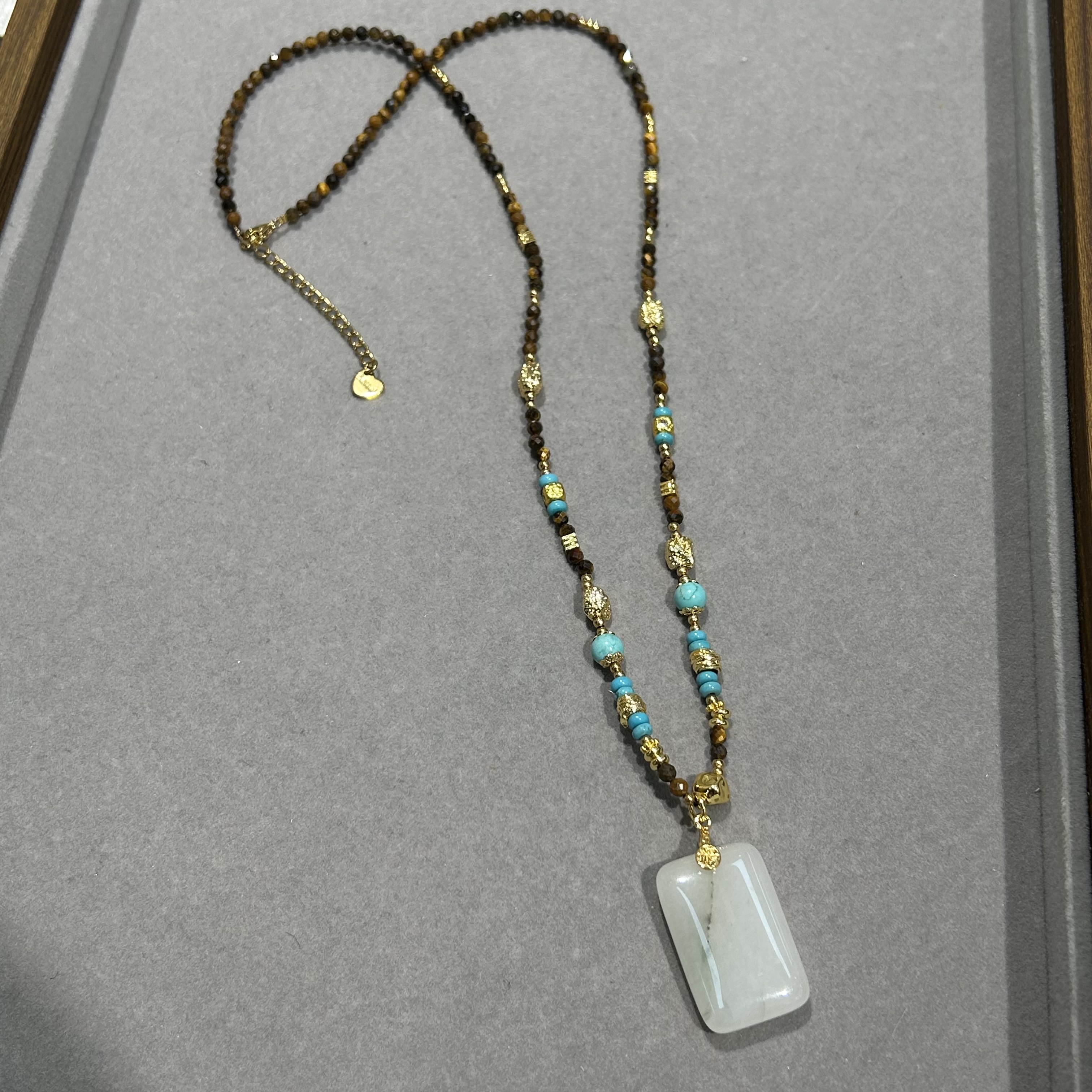 百搭高级感跨境非洲翠项链蜜蜡高级感玉石项链ins风