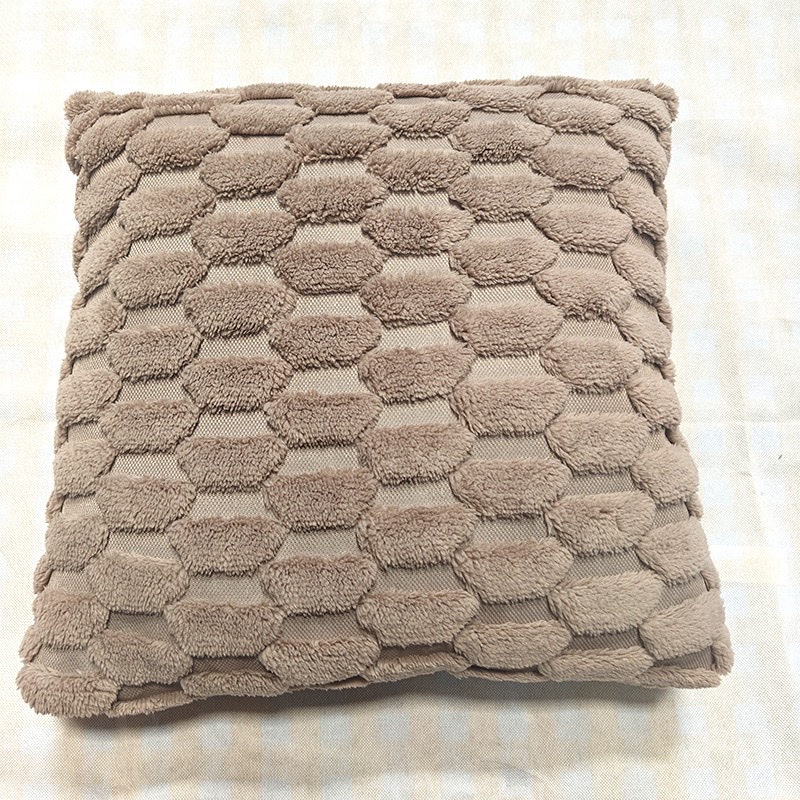 Wholesale of cross-border double-sided plush pillow solid color sofa, square wavy pillow cover cushion, living room cream style pillow detail image 13