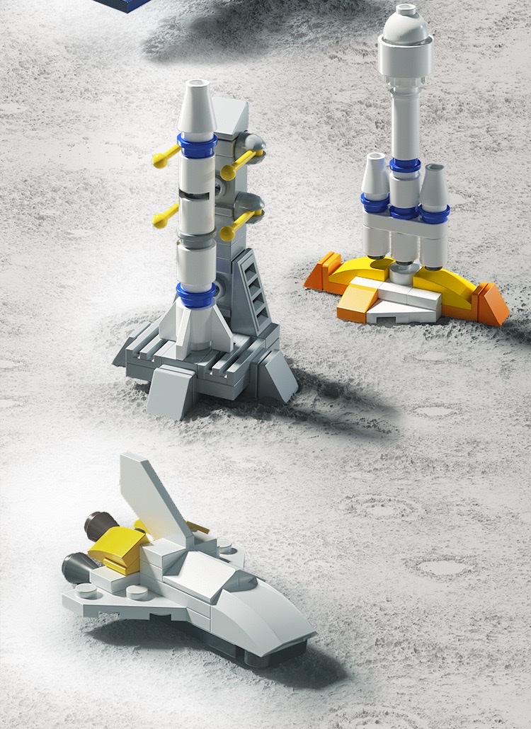 Building blocks 10-in-1 space rocket launch vehicle astronaut Mars rover assembly model boy assembly toy detail image 3