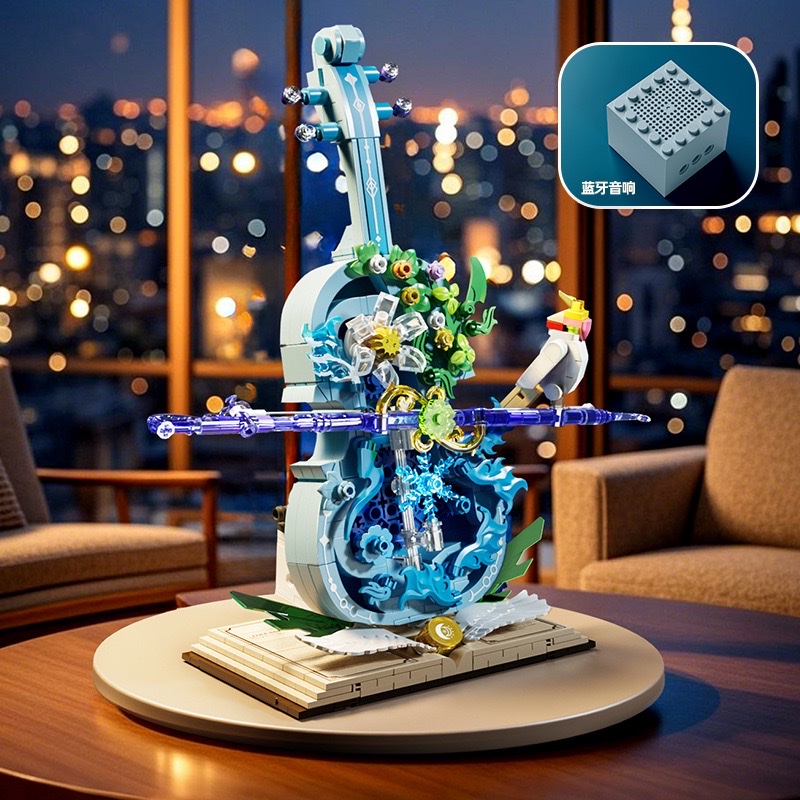 Building blocks, violin instruments, preserved flowers, relief flower assembly models, girls' creative assembly toys, gifts