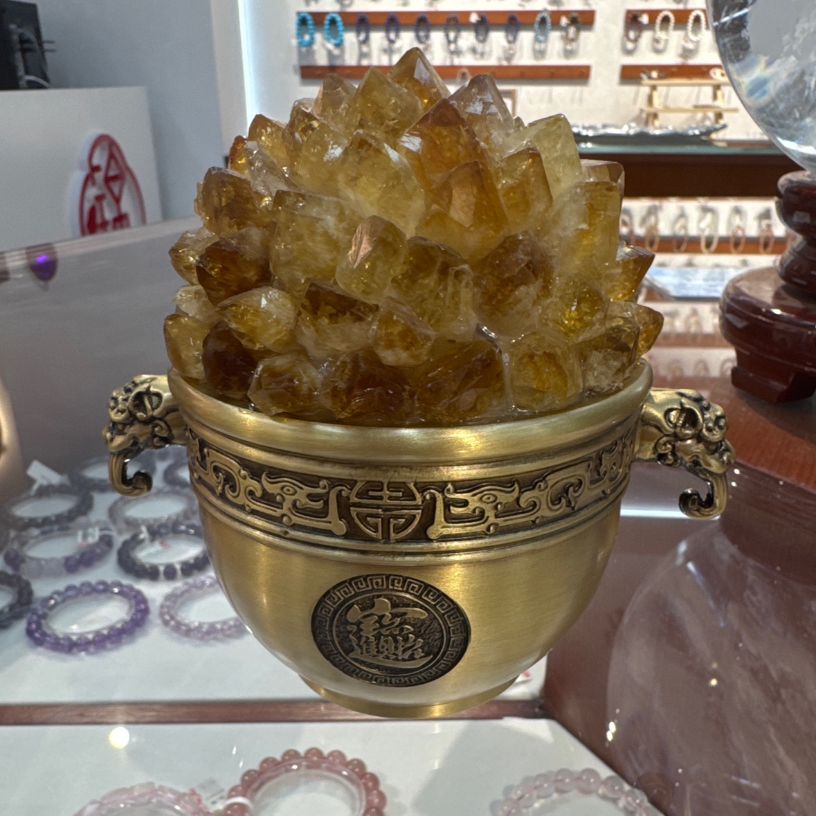 雅锦佩珠宝店 精美工艺品天然黄水晶装饰品家居摆件欣赏收藏