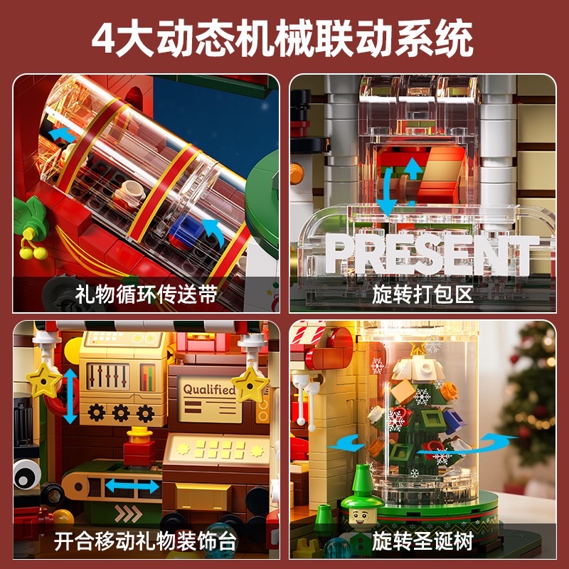 Lighting Christmas gifts, factory mechanical dynamic system scene, architectural model, children's assembly building blocks, ornaments details Picture