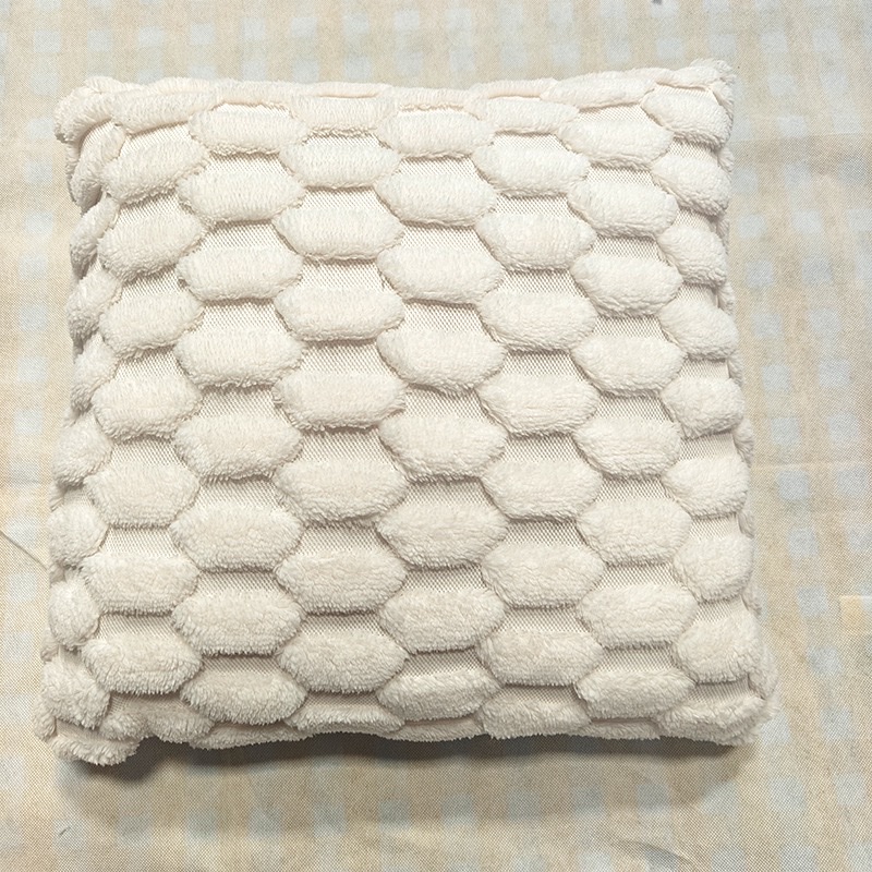 Wholesale of cross-border double-sided plush pillow solid color sofa, square wavy pillow cover cushion, living room cream style pillow detail image 9